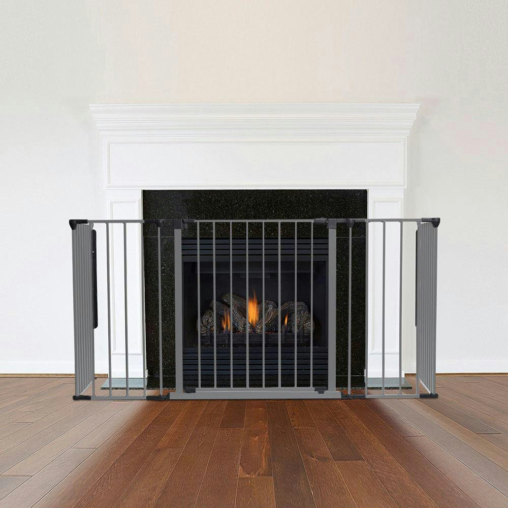 Safetots Grey Multi Panel Fire Surround, 51Cm Deep X 138Cm Wide, 70Cm Tall, Child And Pet Safety, Baby And Toddler Fire Guard - 51Cm Deep X 138Cm Wide