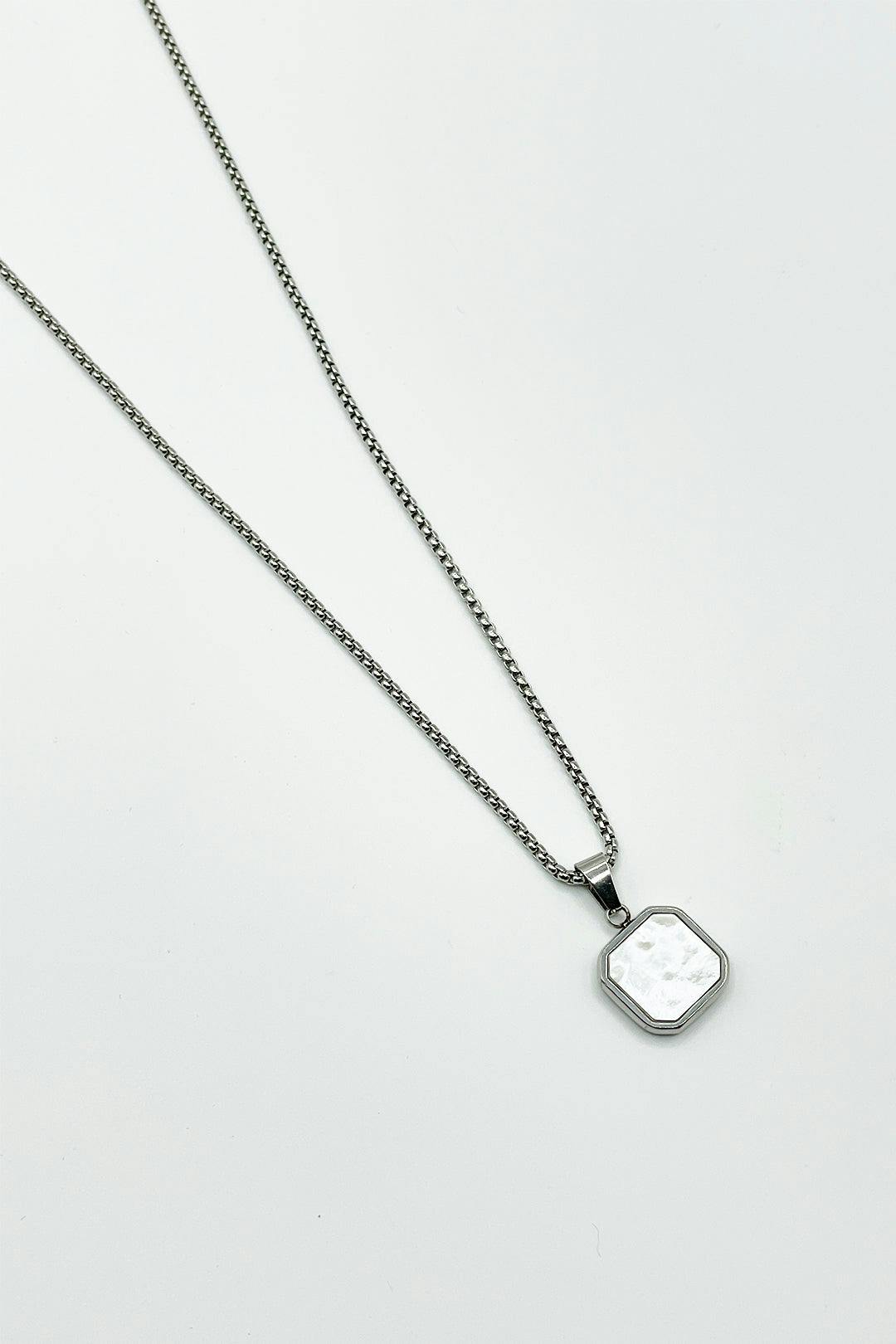 Svnx Unisex Silver Seashell Square Pendant Necklace In - Image 4