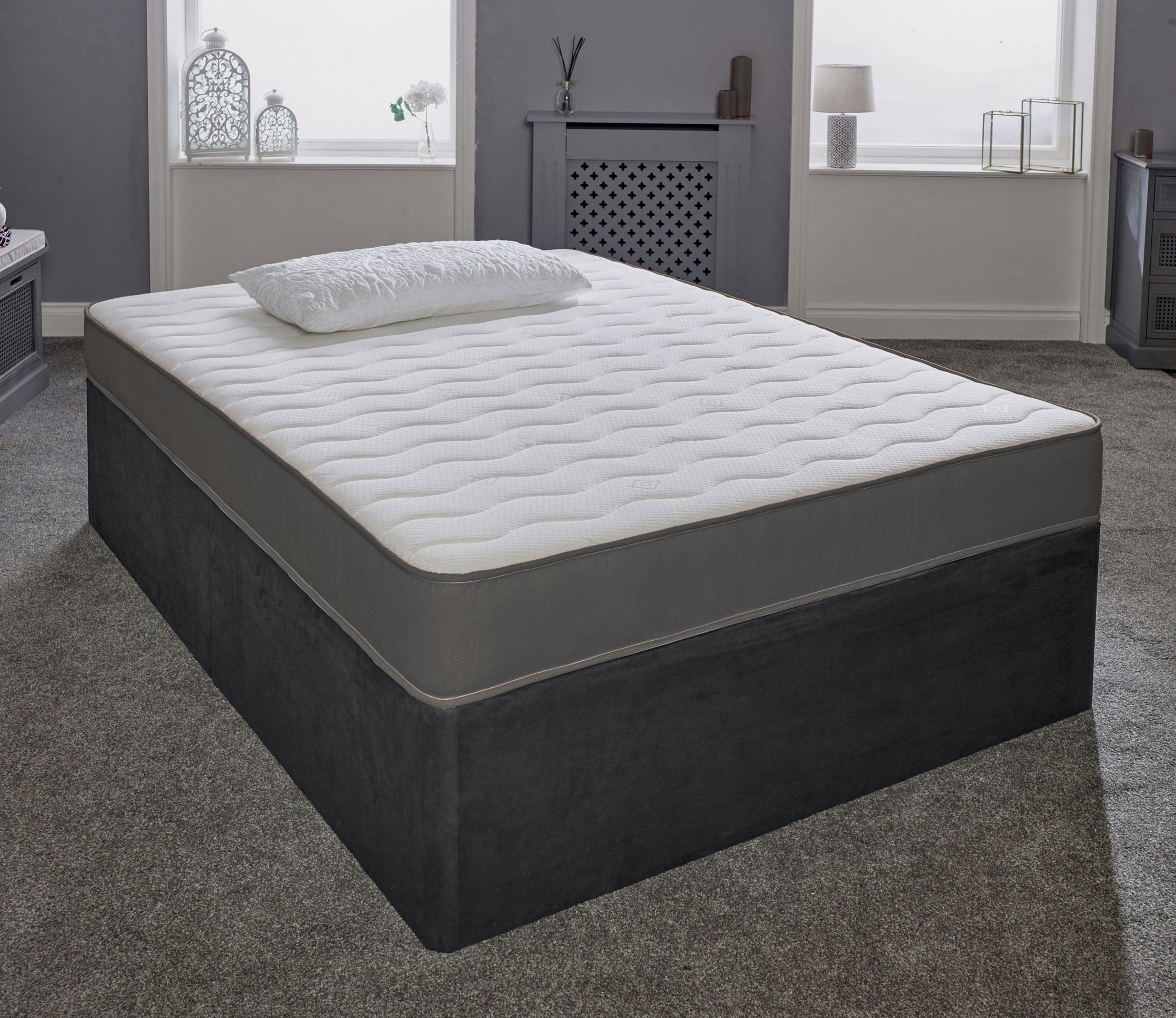 Rackhams Grey Cooltouch Essentials Wave Hybrid Spring & Memory Foam Mattress - 1 - 2Ft6 Shorty Small Single Mattress (75Cm X 175Cm)