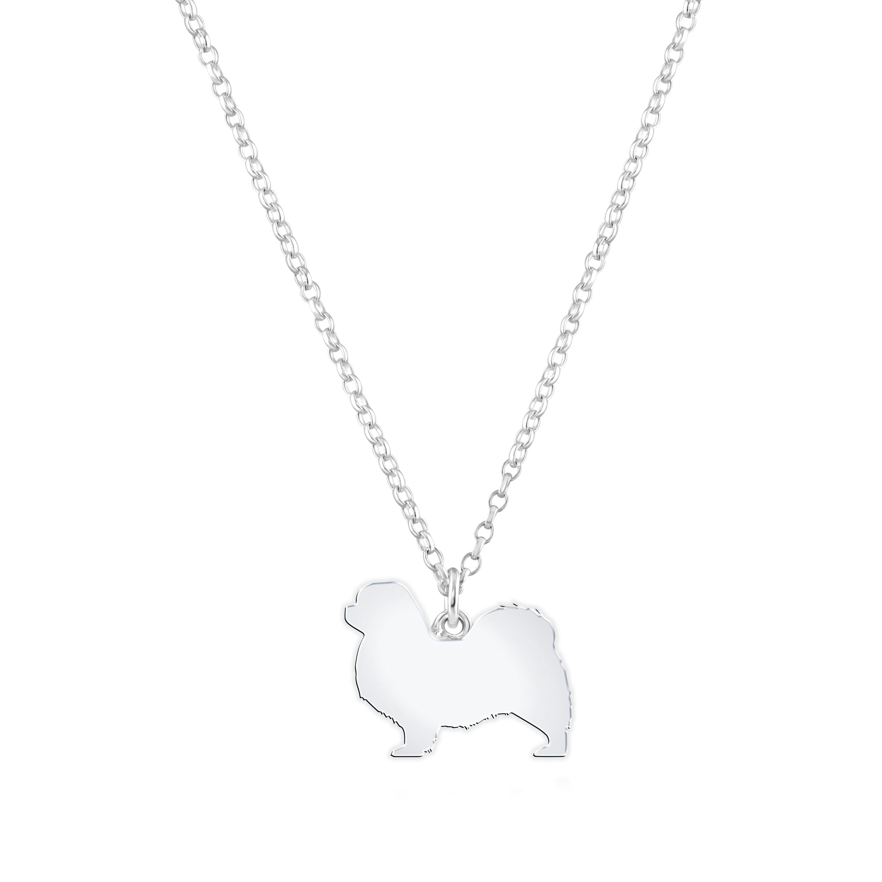 Mylee London Silver Tibetan Spaniel Silhouette Necklace - Personalised - No