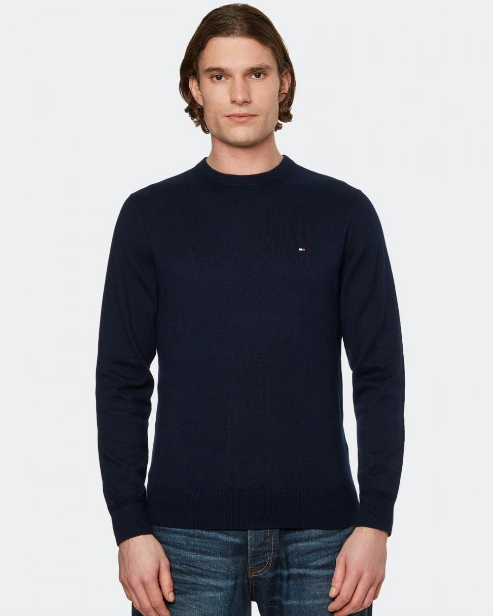 Tommy Hilfiger Organic Cotton Cashmere Mens Crew Sweater - Blue - Size Medium - Image 12