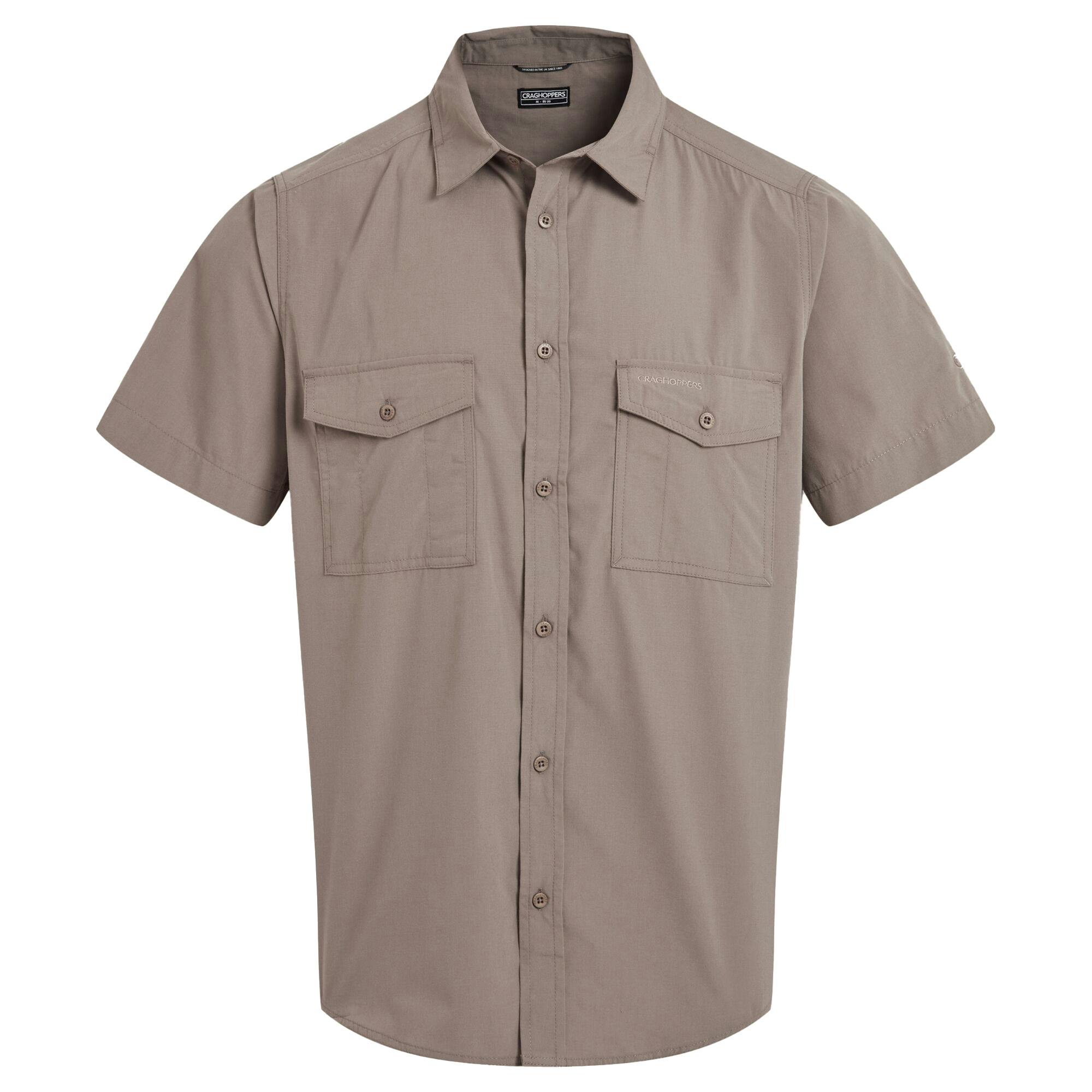Craghoppers Men's Kiwi Ii Short-Sleeved Shirt - Pebble - 4XL - Pebble - 65% Recycled Polyester/35% Recycled Cotton
