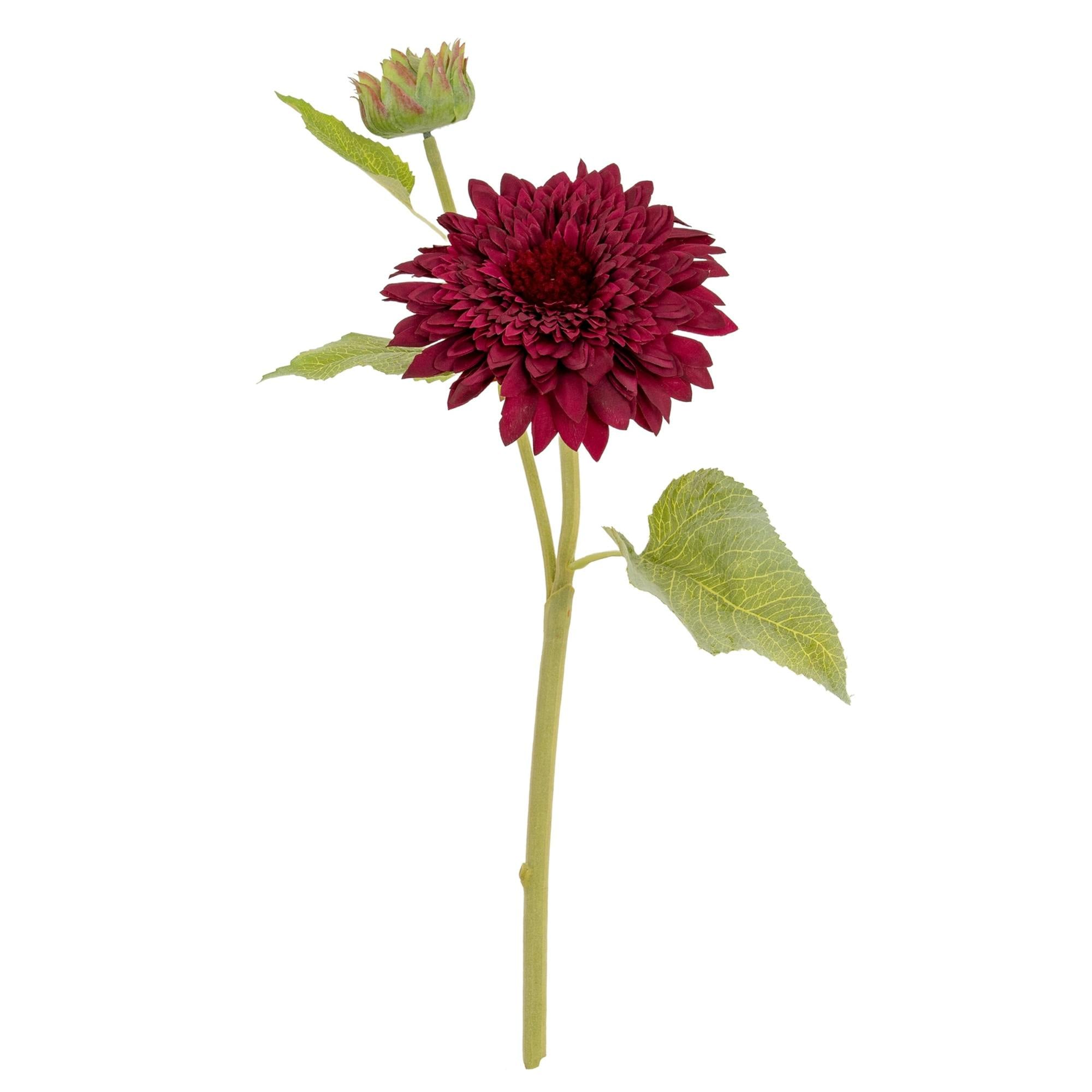 Hill Interiors Green/Burgundy Raven Dahlia Artificial Flower - One Size
