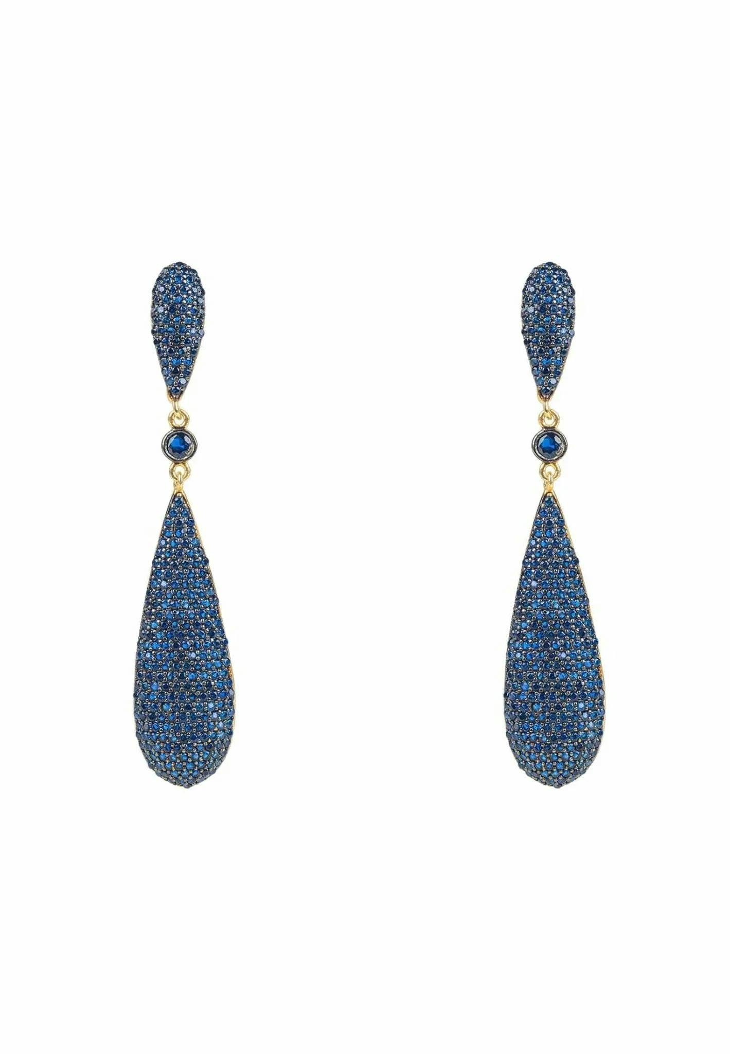 Latelita Blue Long Drop Earrings Sapphire Cz