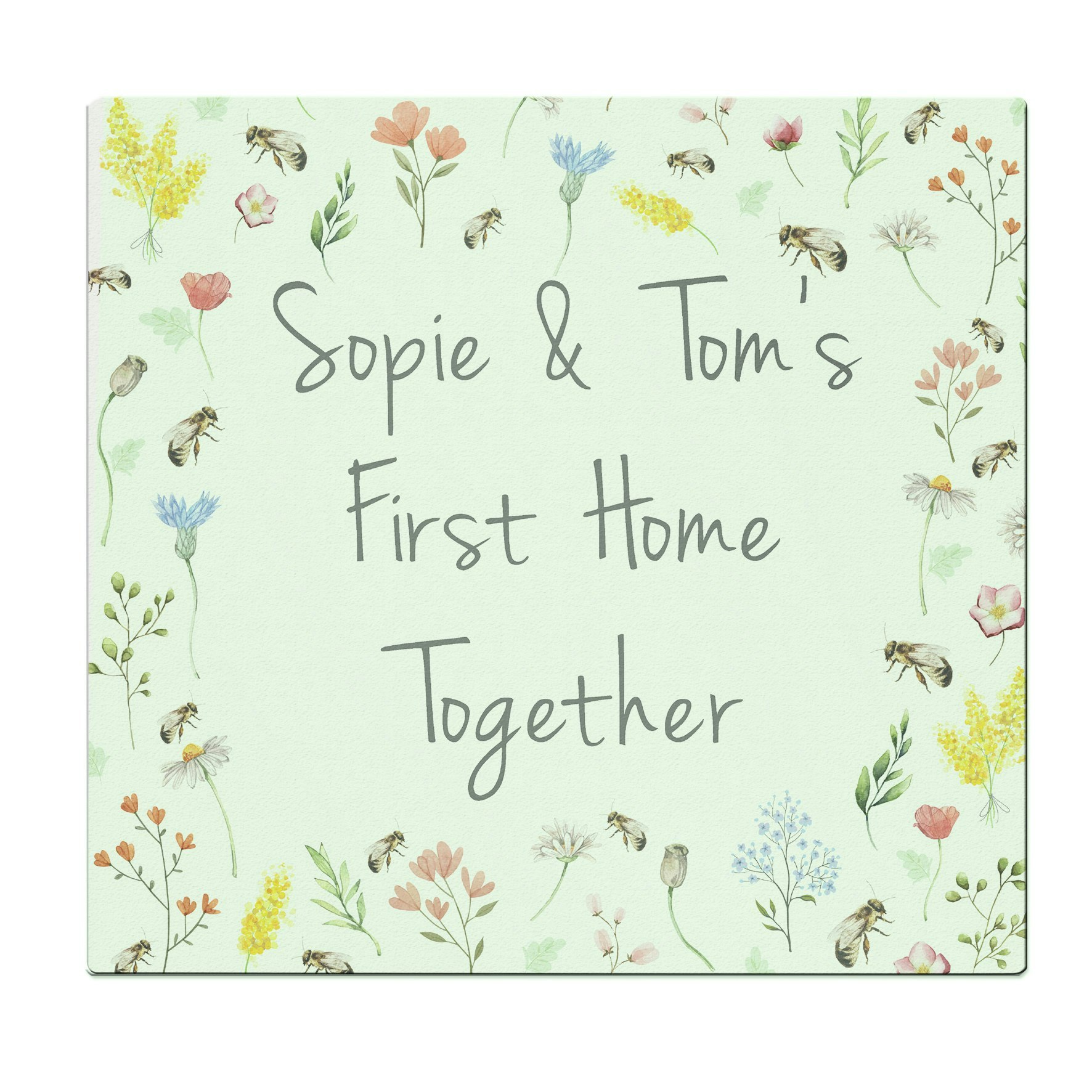 Rackhams Personalised Busy Bee Glass Chopping Board/Worktop Saver