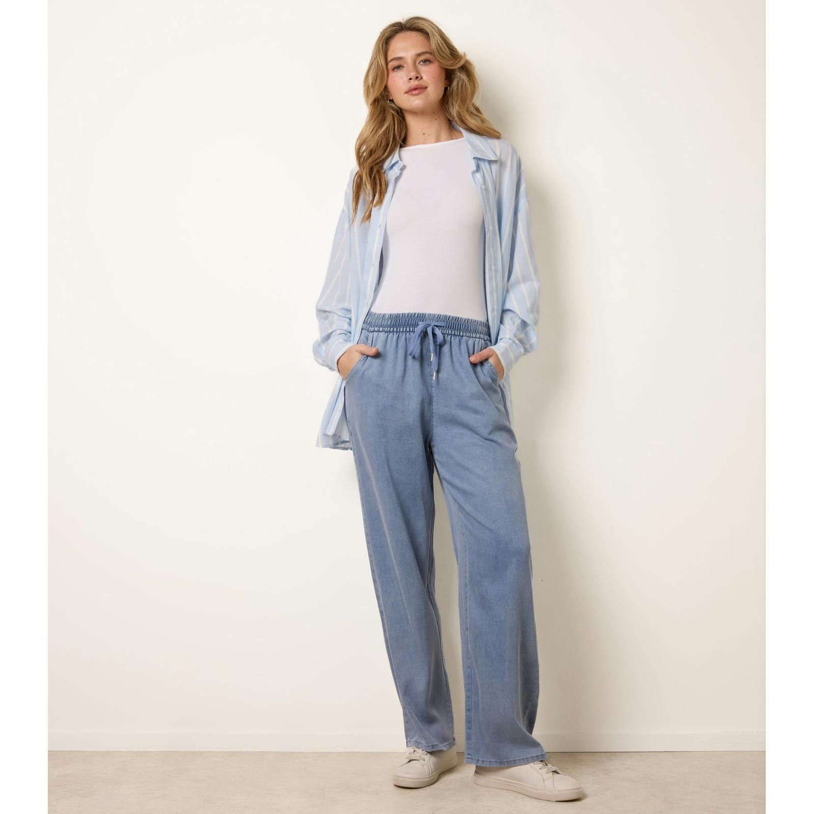 Blue Vanilla Elasticated Waist Wide Leg Jeans - Xl
