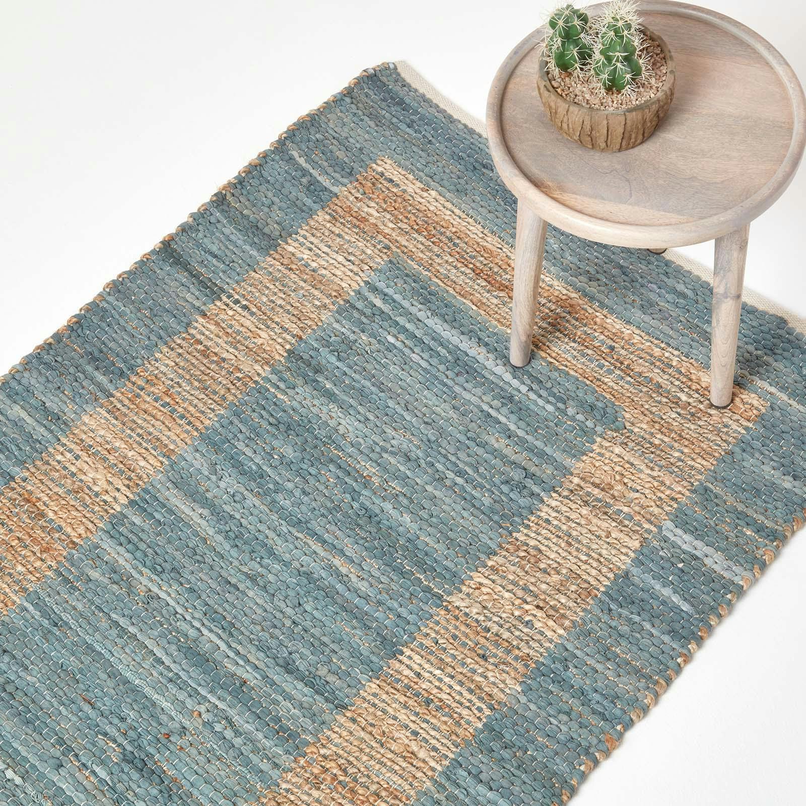 Rackhams Grey Veranda And Nude Hemp Chindi Rug - 120 X 170 Cm
