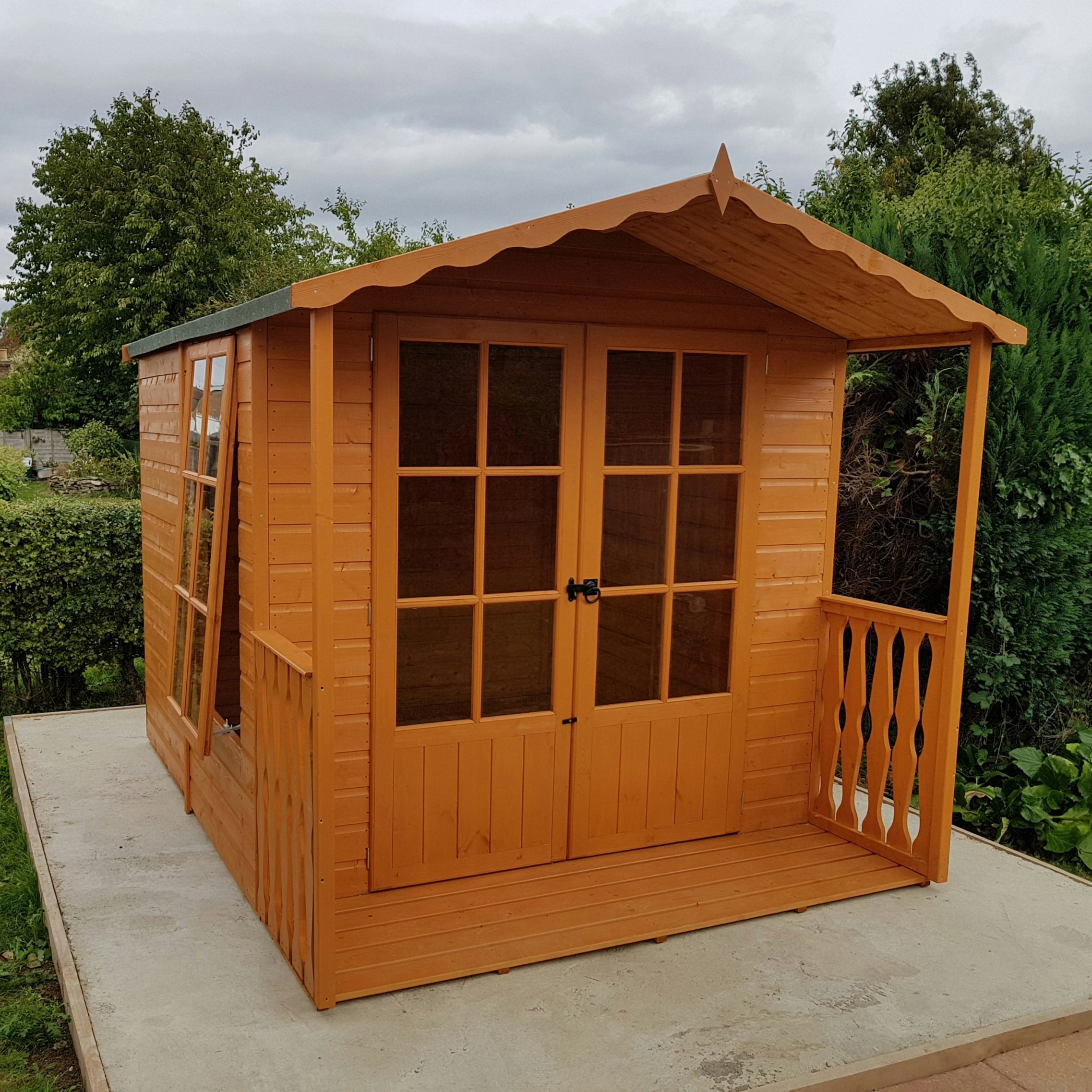 Rackhams Light/Green Badminton 7X10 12Mm Interlock Clad Wooden Summerhouse