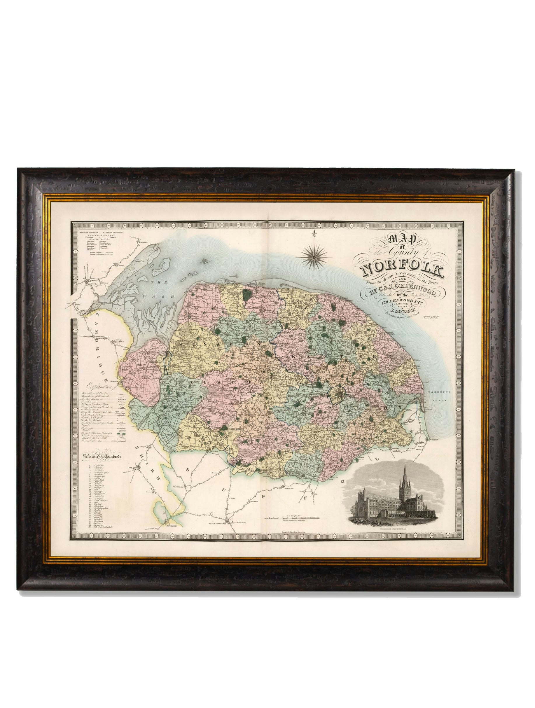 Exceptional Art Black C.1830 County Maps Of England - 70 X 84Cm - Norfolk