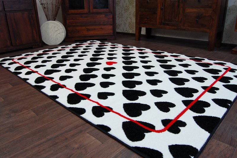 Rackhams Black/White Sketch Rug - & Hearts - 160Cm X 220Cm