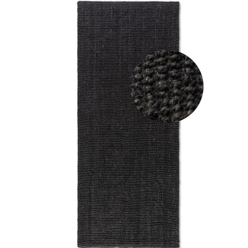 Rackhams Black Handwoven Jute Rug – Natural Colour - 80X200 Cm