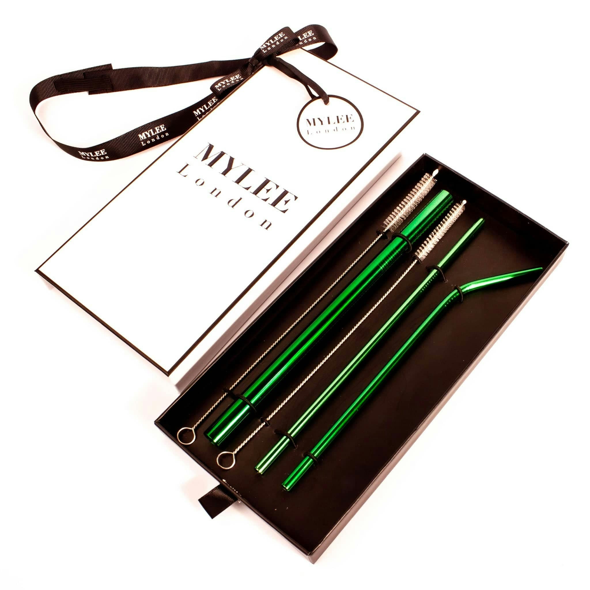 Mylee London Green Personalised Straw Gift Set With Free Gift Wrapping