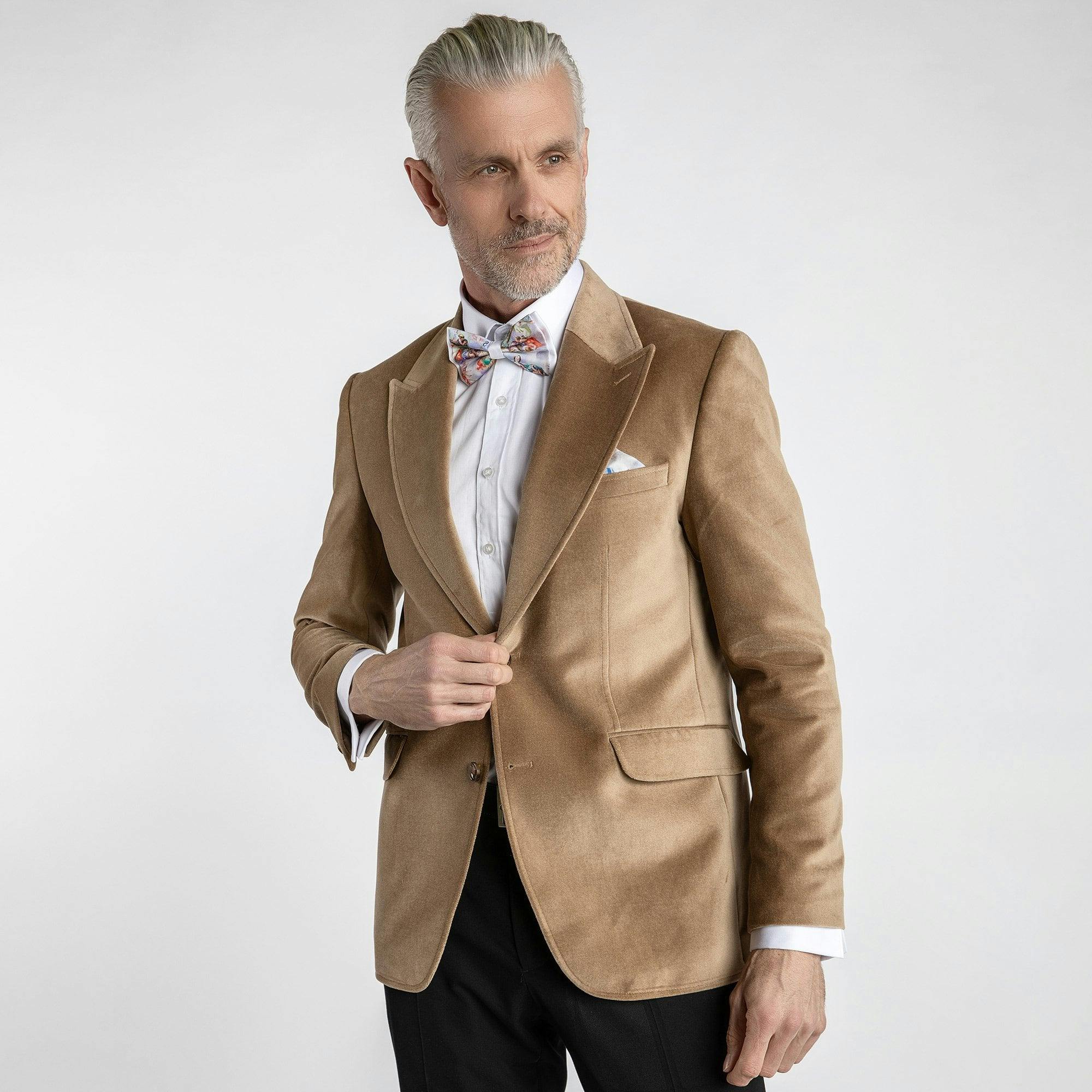 Claudio Lugli Men's Beige Vibrant Velvet Jacket - 48 Uk/ 58 Eu