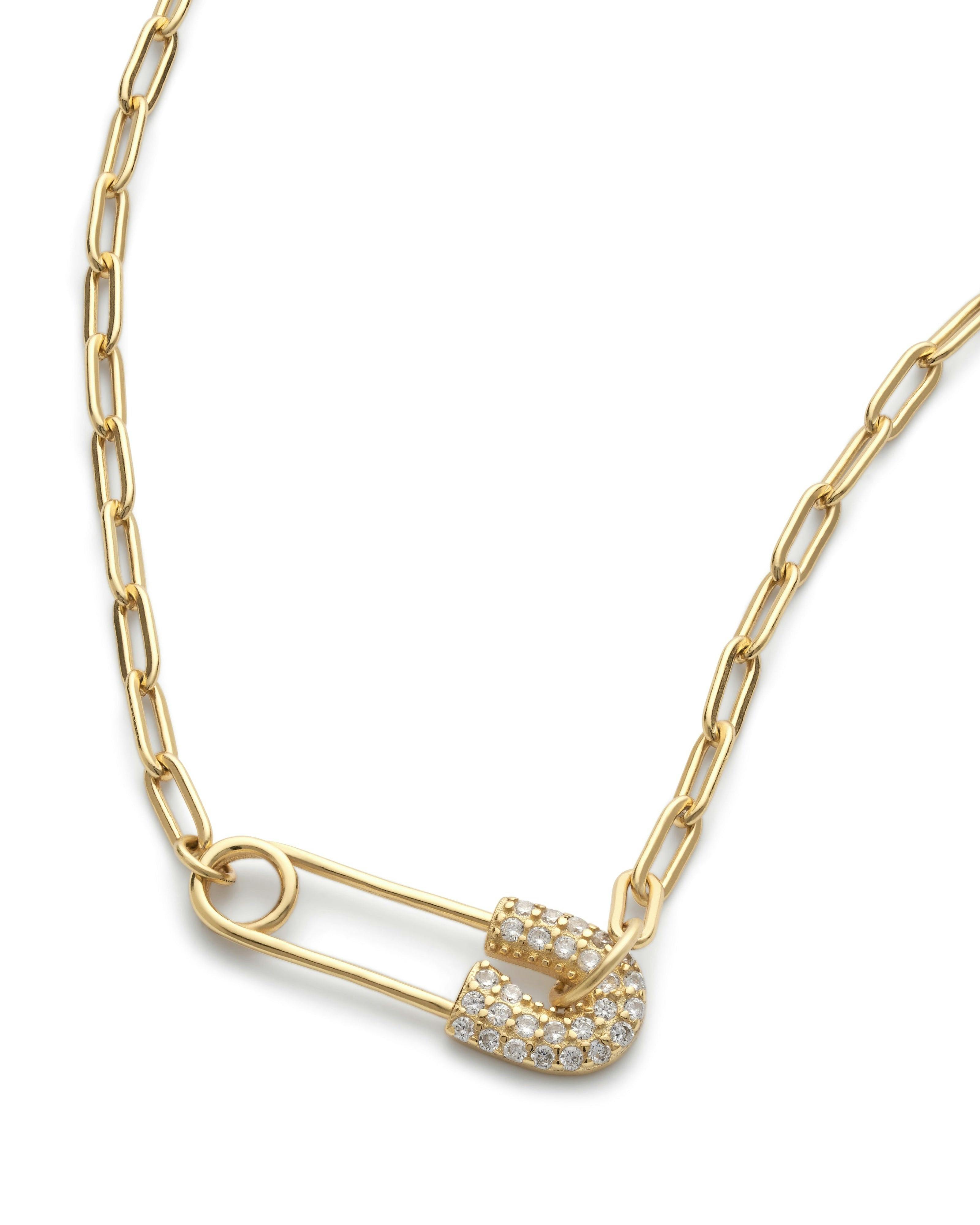 Elk & Bloom Gold Dainty 14K Safety Pin Choker - Yes Please - Standard Length