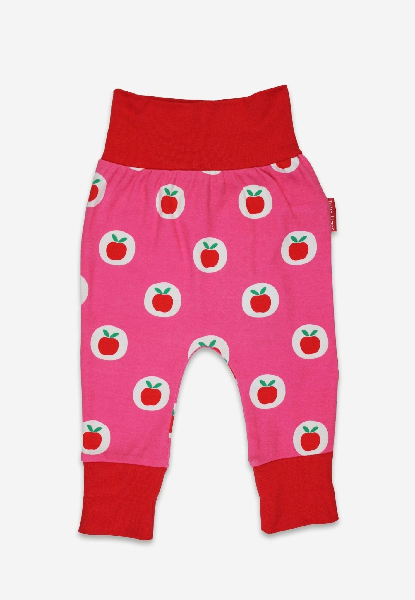 Toby Tiger Pink/Red Organic Apple Print Yoga Pants - 18-24M / 92Cm