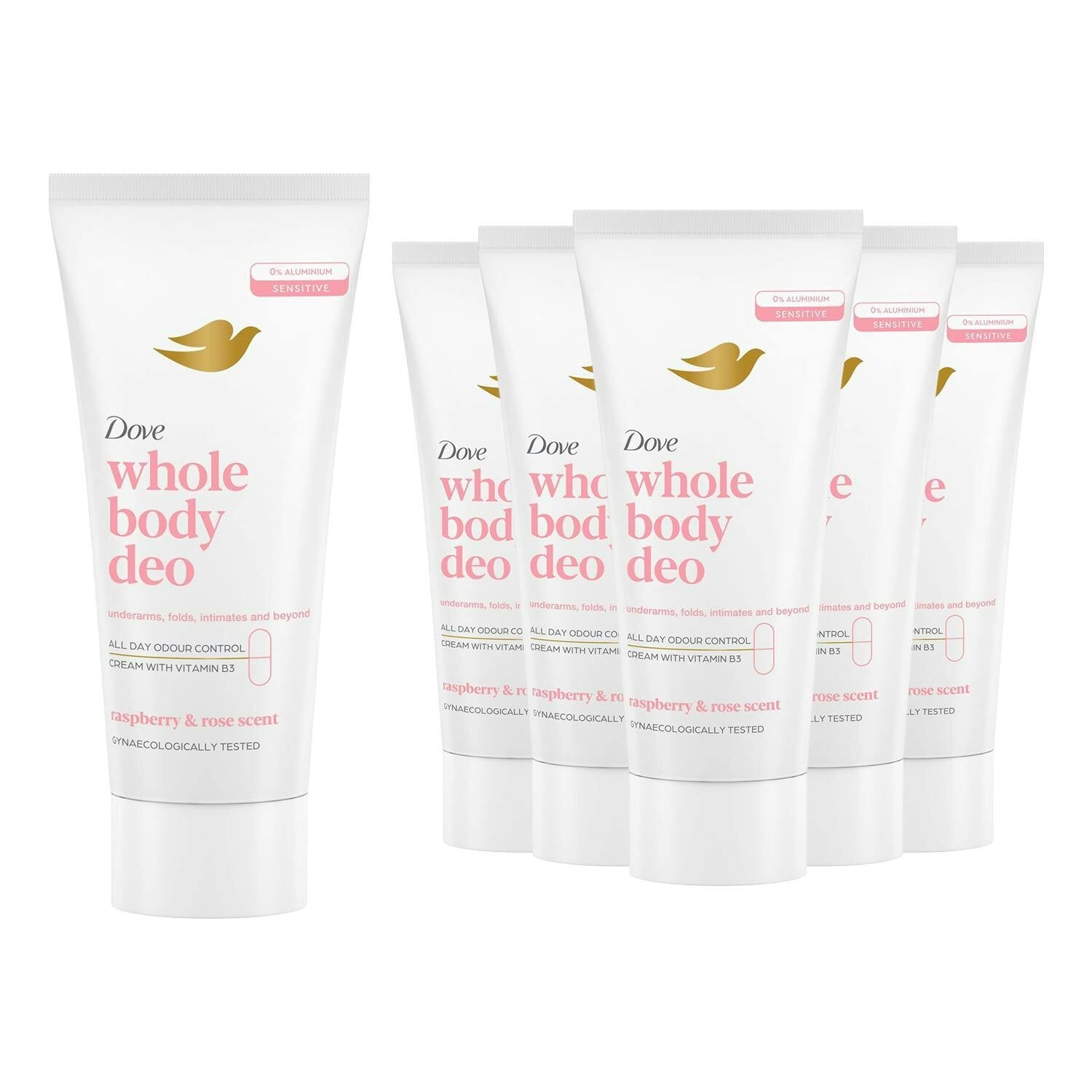 Dove Unisex Multicolor Whole Body Odour Protection Deodorant Cream Raspberry & Rose 75Ml, 6 Pack | Size: 75Ml - Image 3