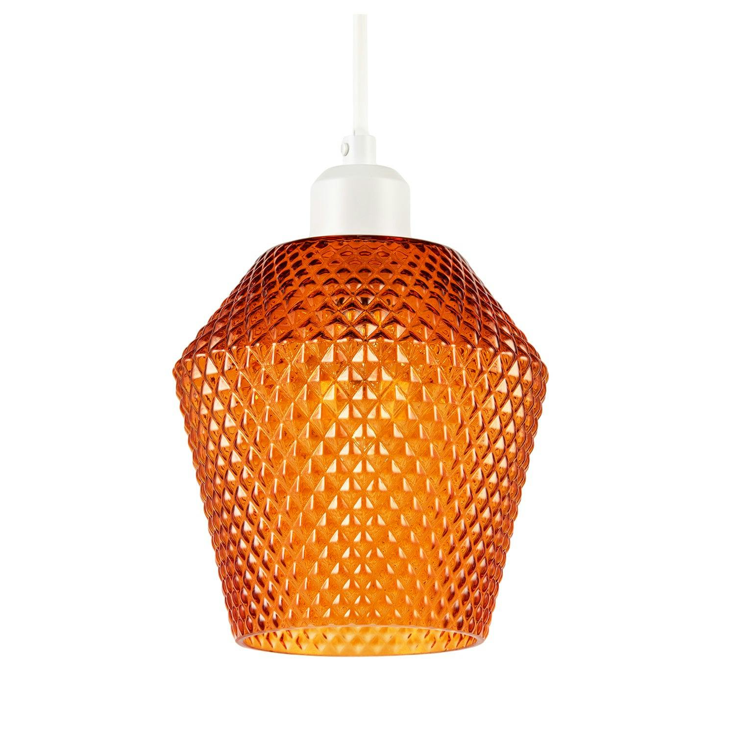 B&Q - Modern And Compact Diamond Design Vivid Orange Glass Pendant Shade - Image 2