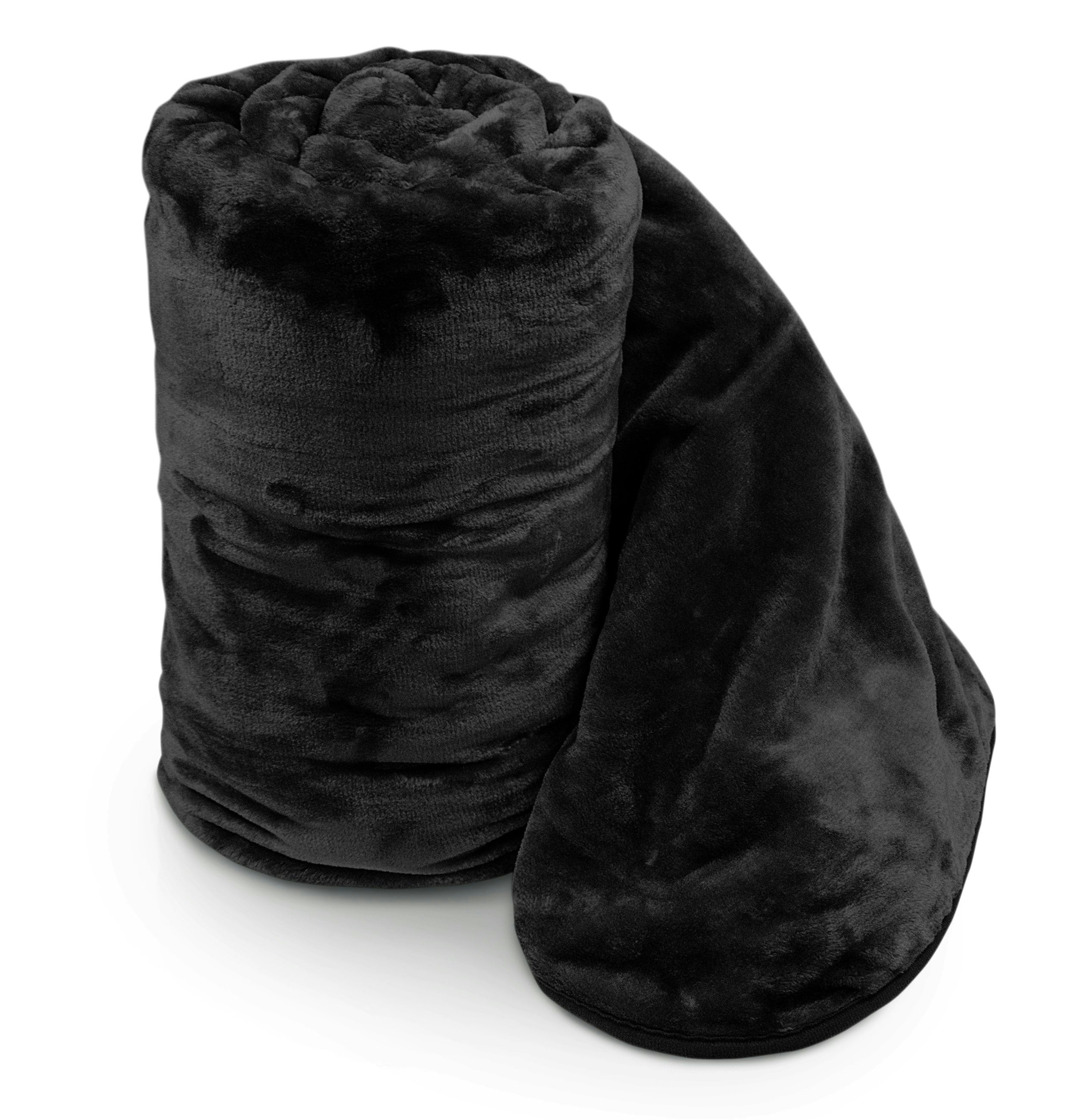 Rackhams Black Faux Mink Thick Heavy Blanket - 150Cm X 200Cm