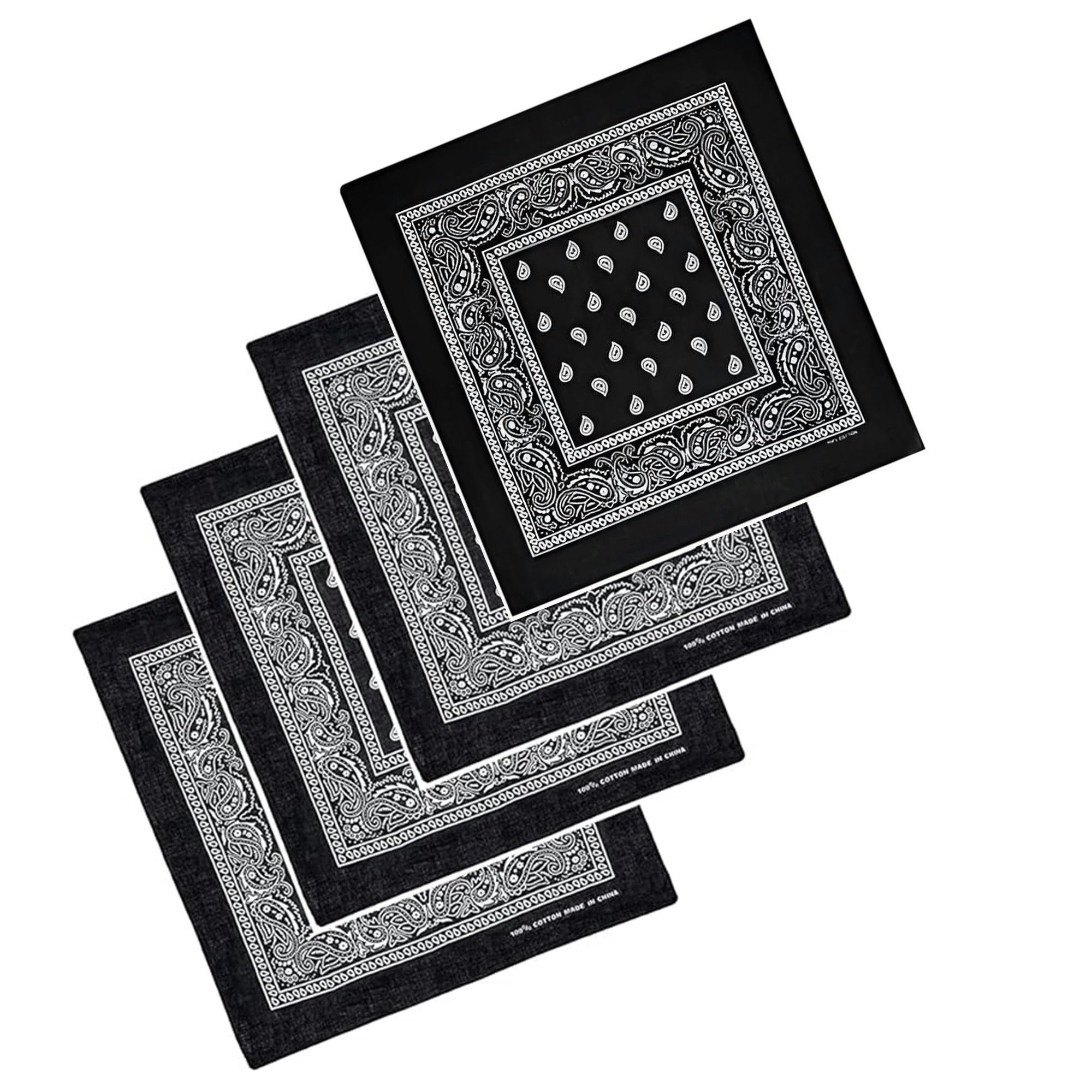 Kav Men's Black Pack Of 4 Multi-Purpose Bandanas - Cycling Headband, Face Mask, Neckerchief, Handkerchief For & Wo - Hip-Hop, Sports