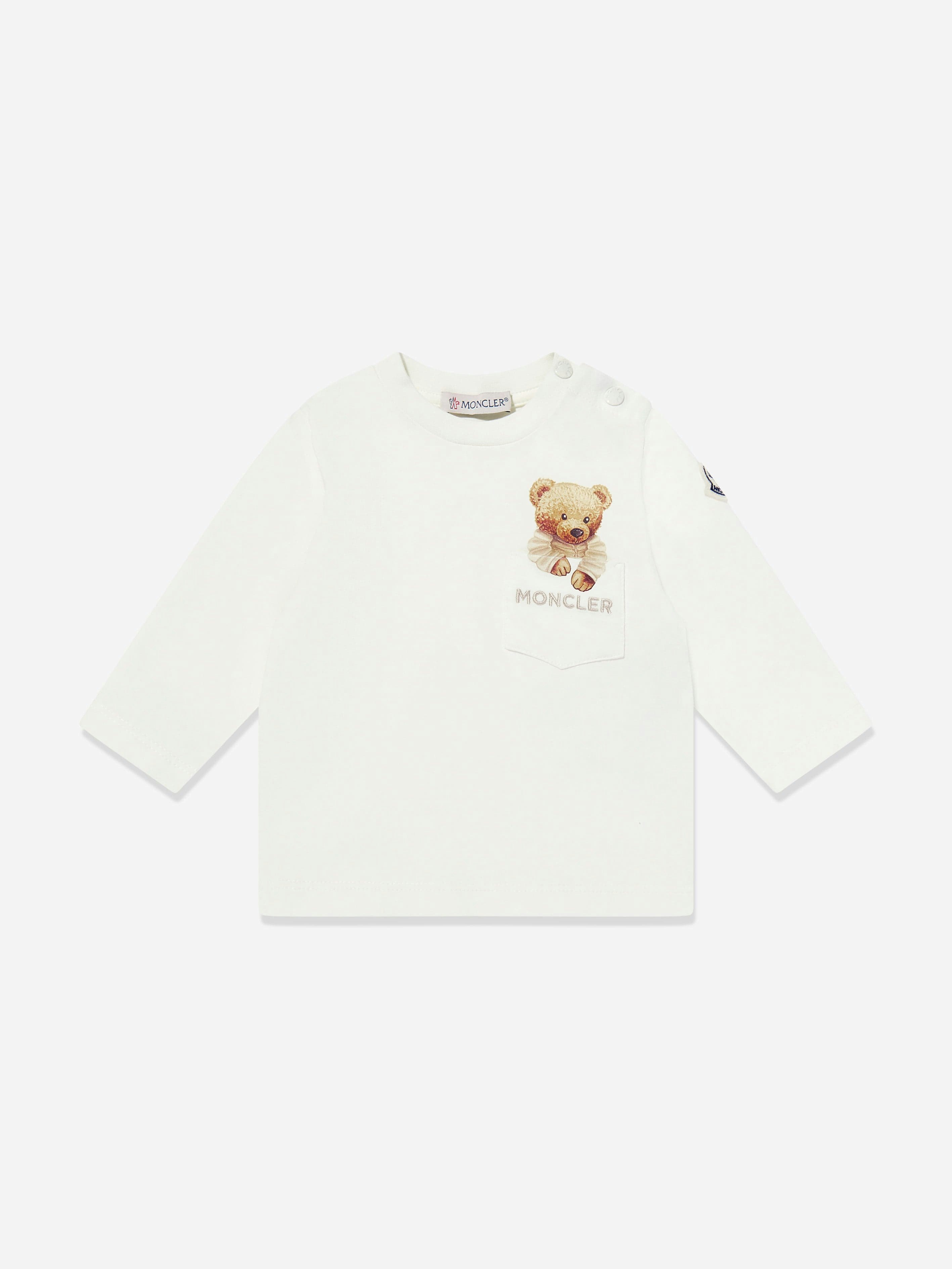 Moncler Enfant Men's Ivory Baby Boys Long Sleeve Bear T-Shirt In - 18 - 24 Mths
