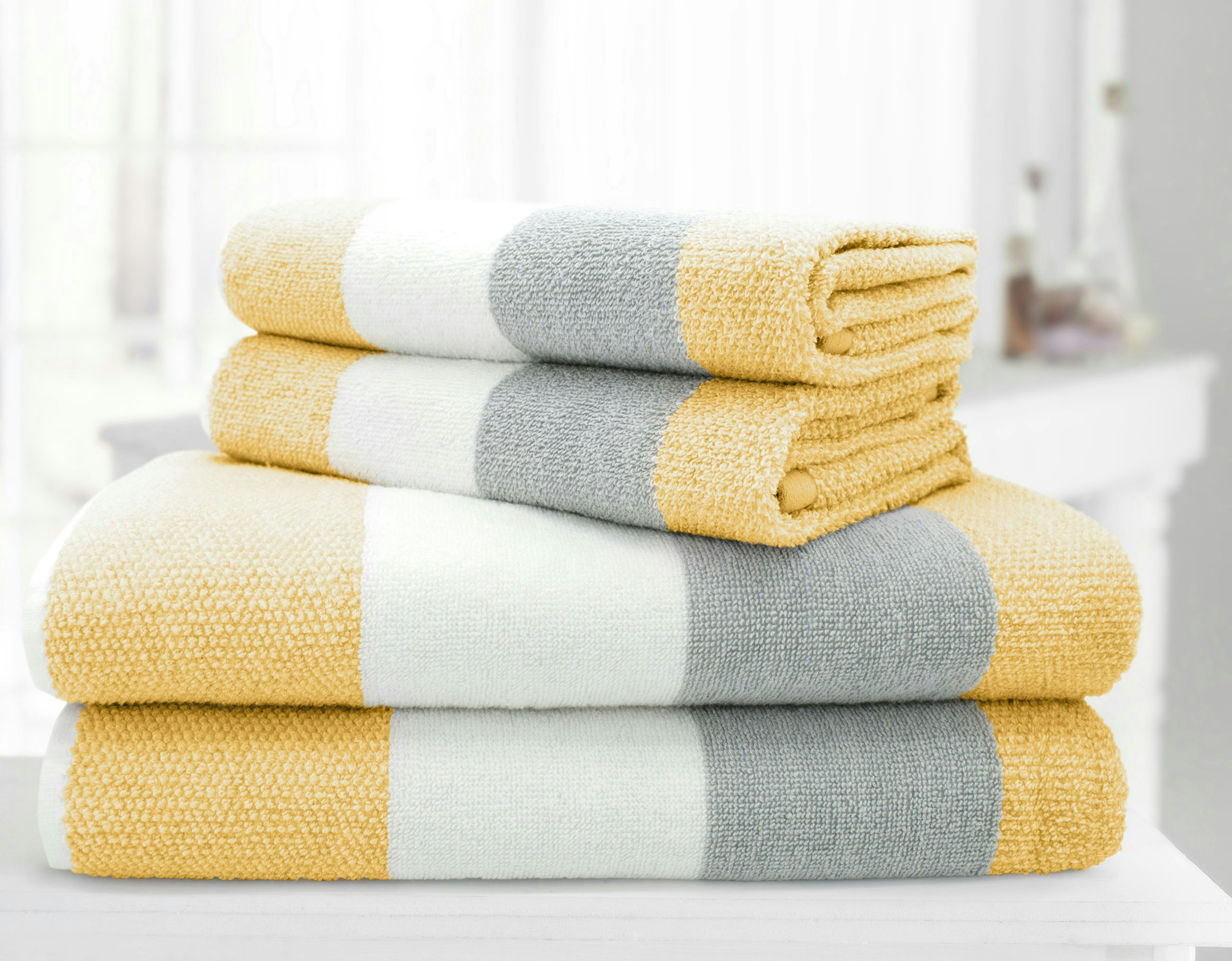 Velosso 100% Cotton Stripe Towels - Ochre - Ochre - Hand Towel