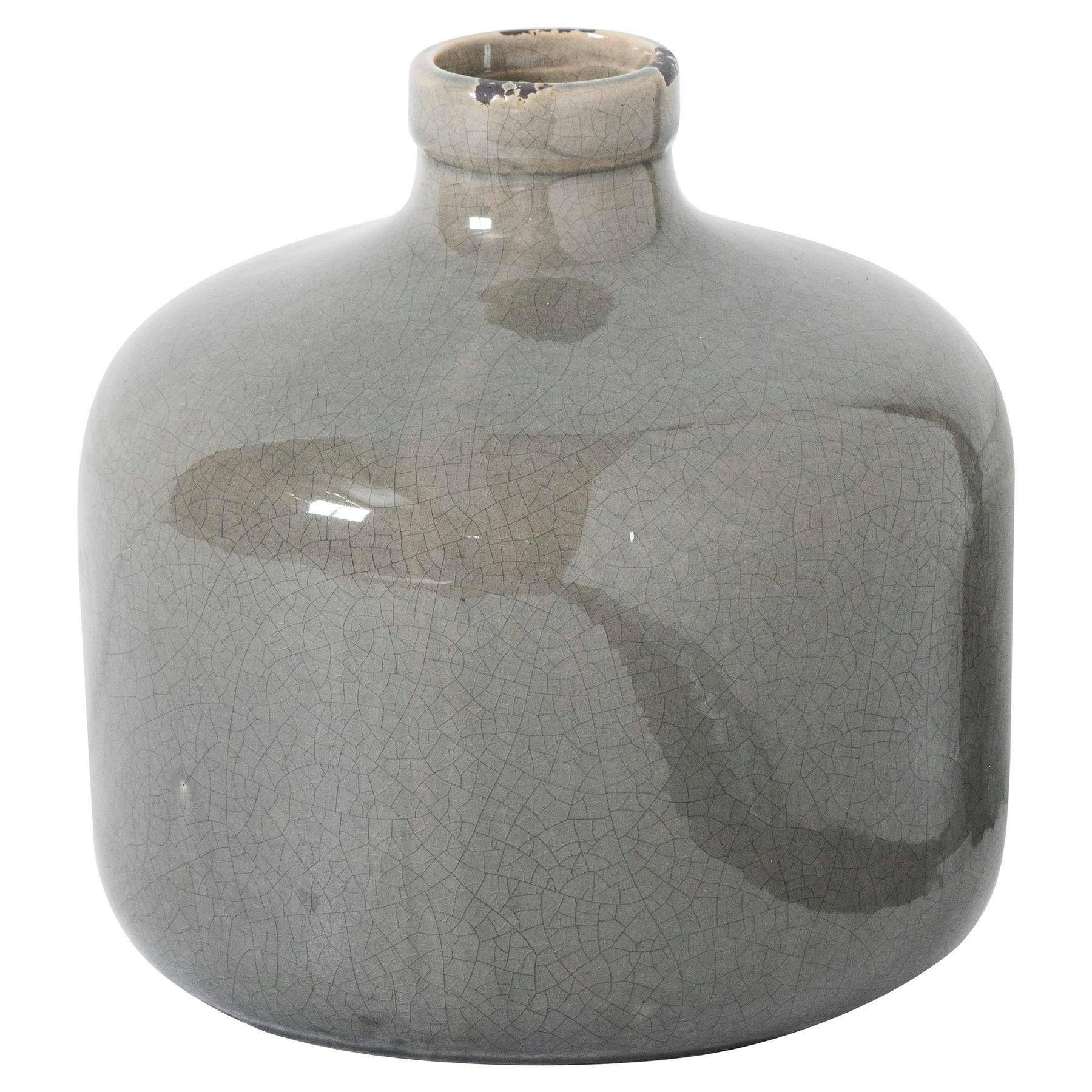 Hill Interiors Grey Glazed Vase - One Size - 100% Mixed