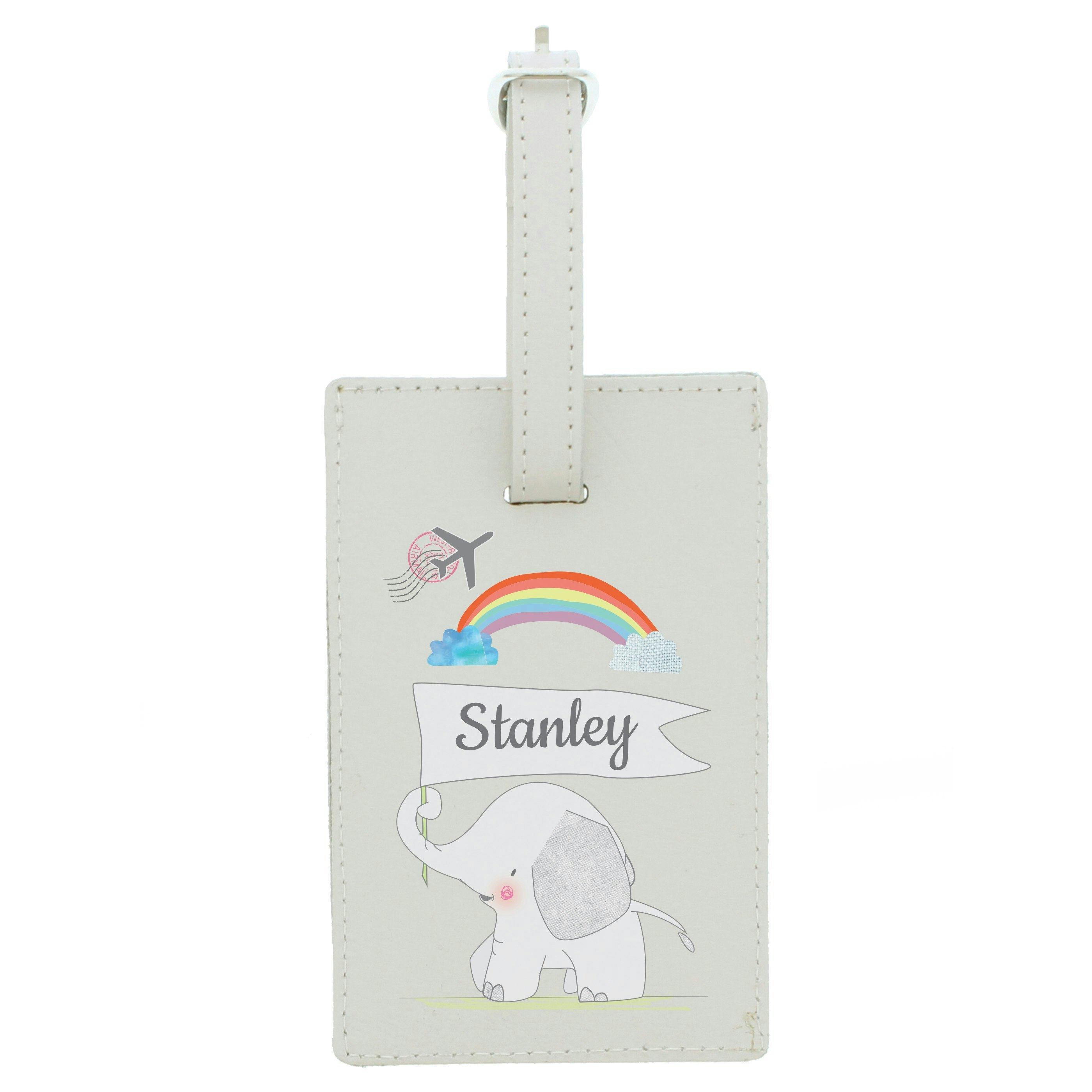 Personalised Memento Company Cream Personalised Hessian Elephant Luggage Tag