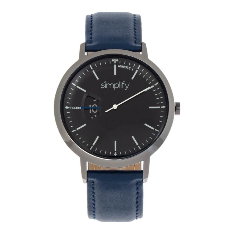 Simplify Blue/Black The 6500 Leather-Band Watch