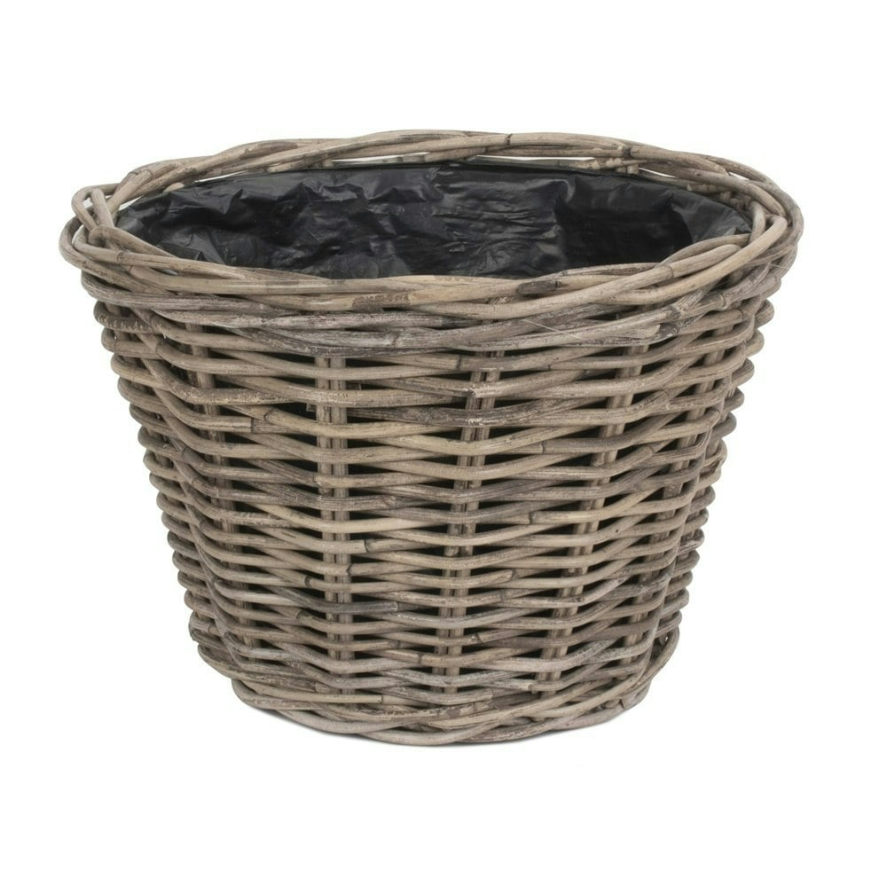 Red Hamper Tape Rattan Round Planter With Plastic Lining - Large - Rattan