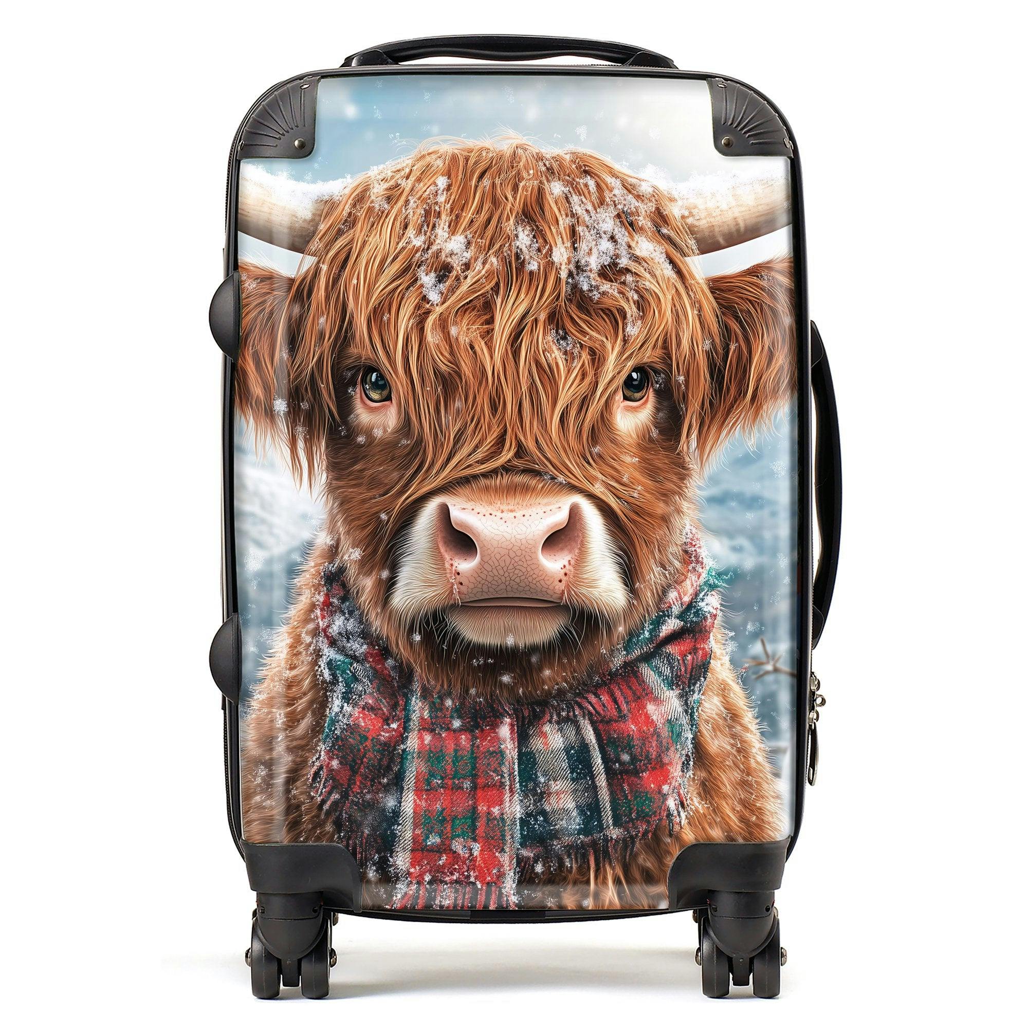 Warren Reed Snowy Highland Cow Suitcase - Cabin