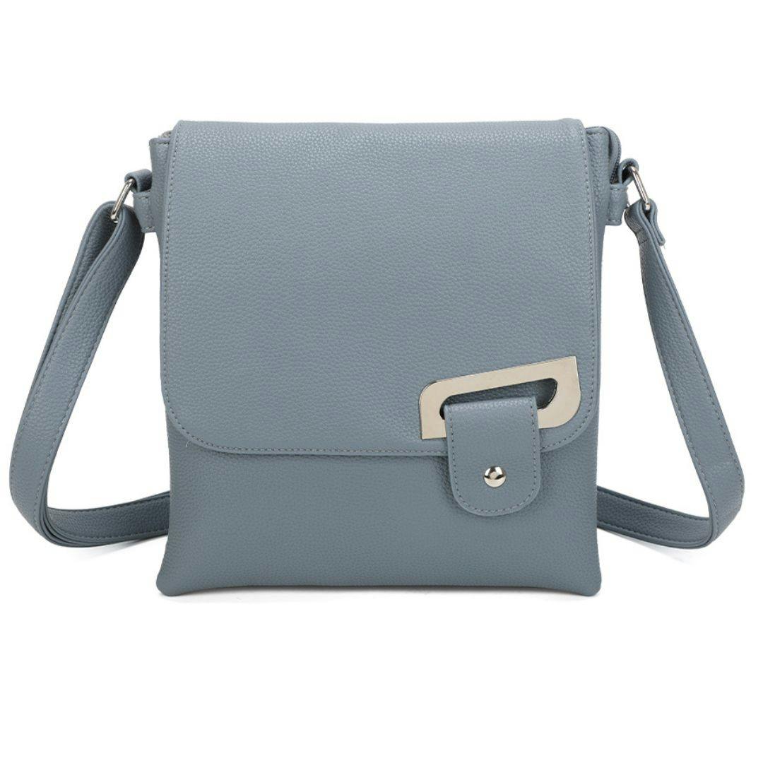 Love Emvy Blue Portfolio Buckle Range Crossbody Bag – Faux Leather