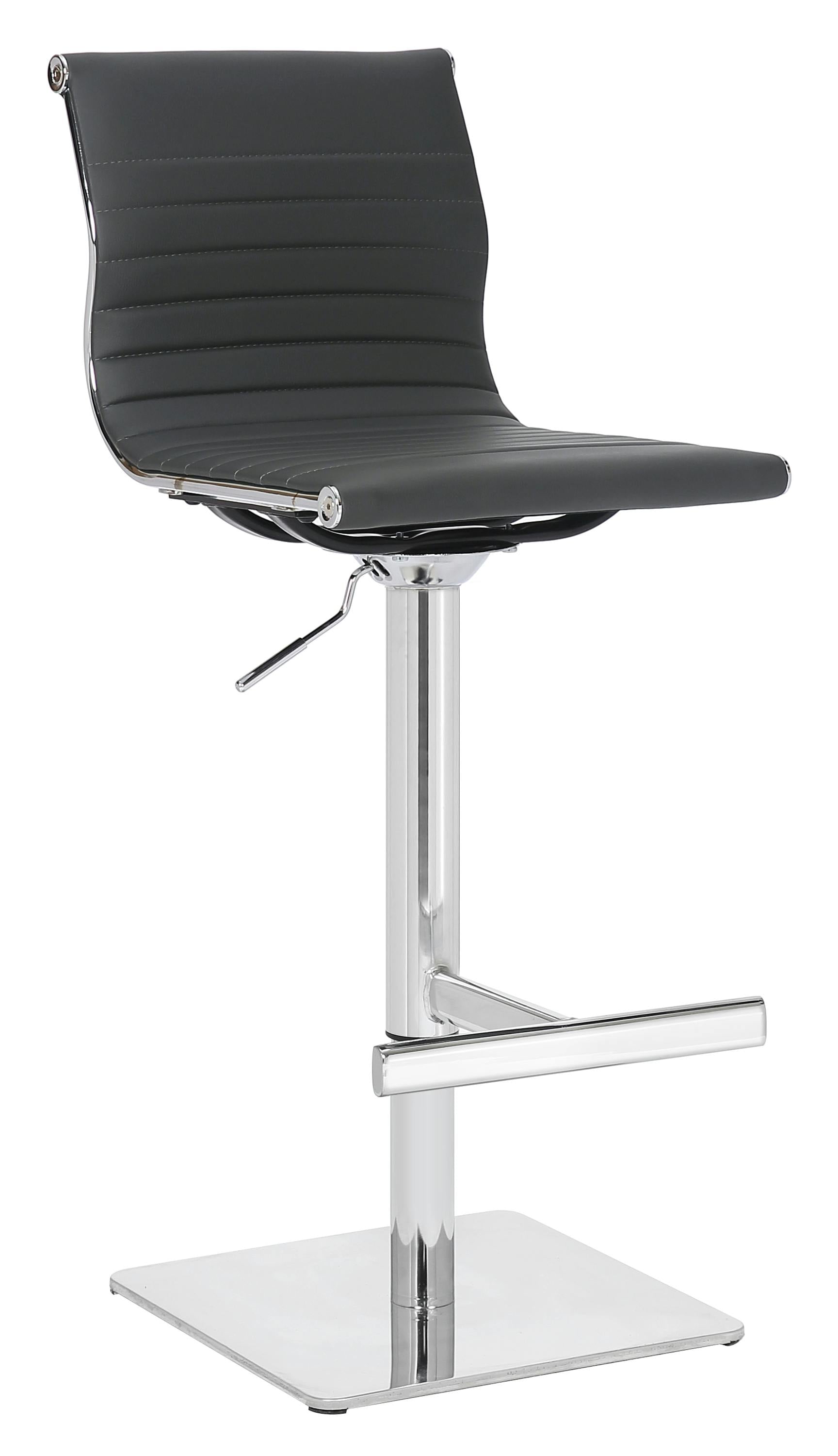 Rackhams Grey Rovigo Deluxe Breakfast Bar Stool, Chrome Footrest, Height Adjustable Swivel Gas Lift, Home Bar & Kitchen Barstool, Charcoal