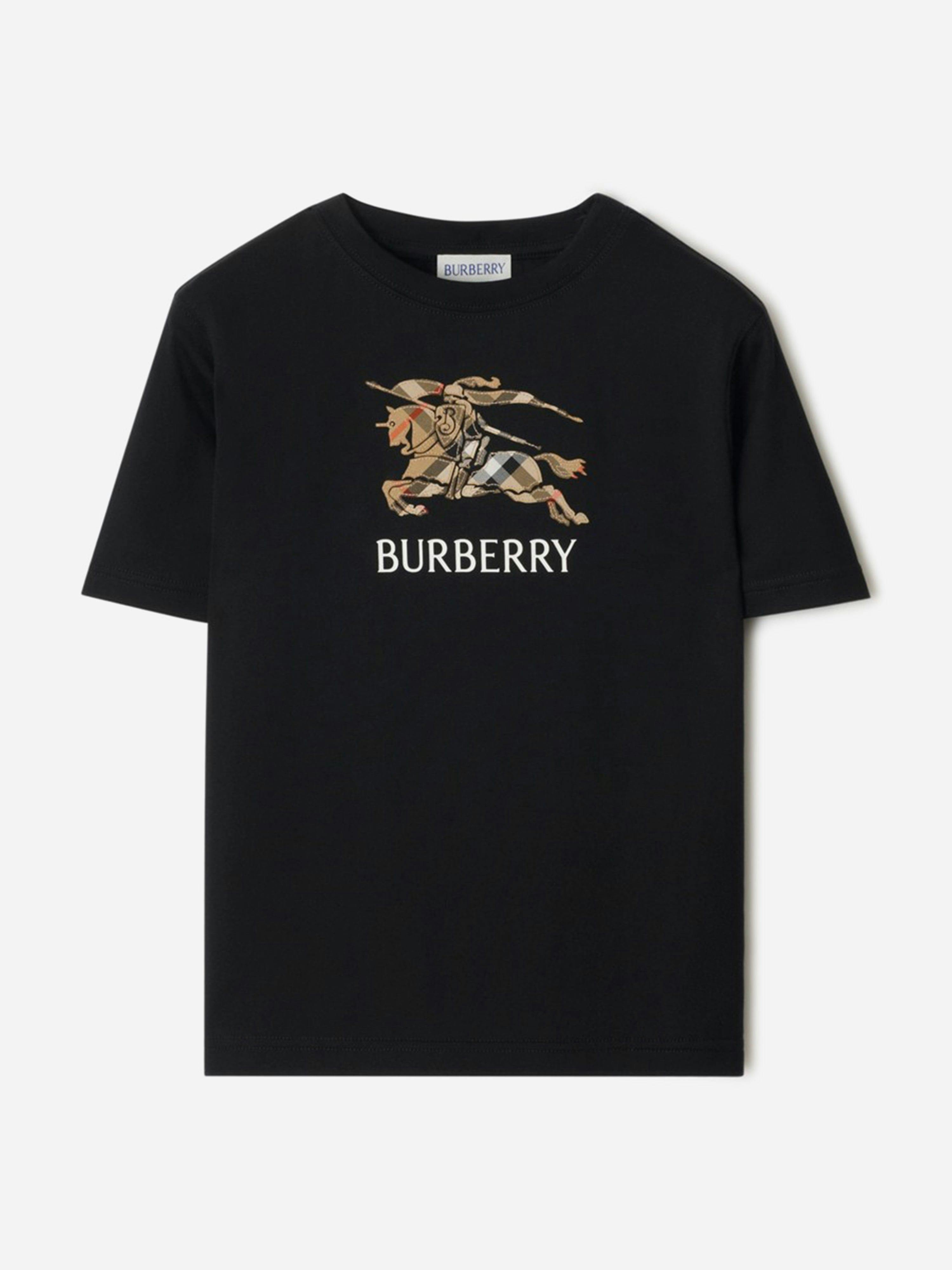 Burberry Kids Boys Black Burberry Cedar Check Ekd T-Shirt In - 10 Yrs