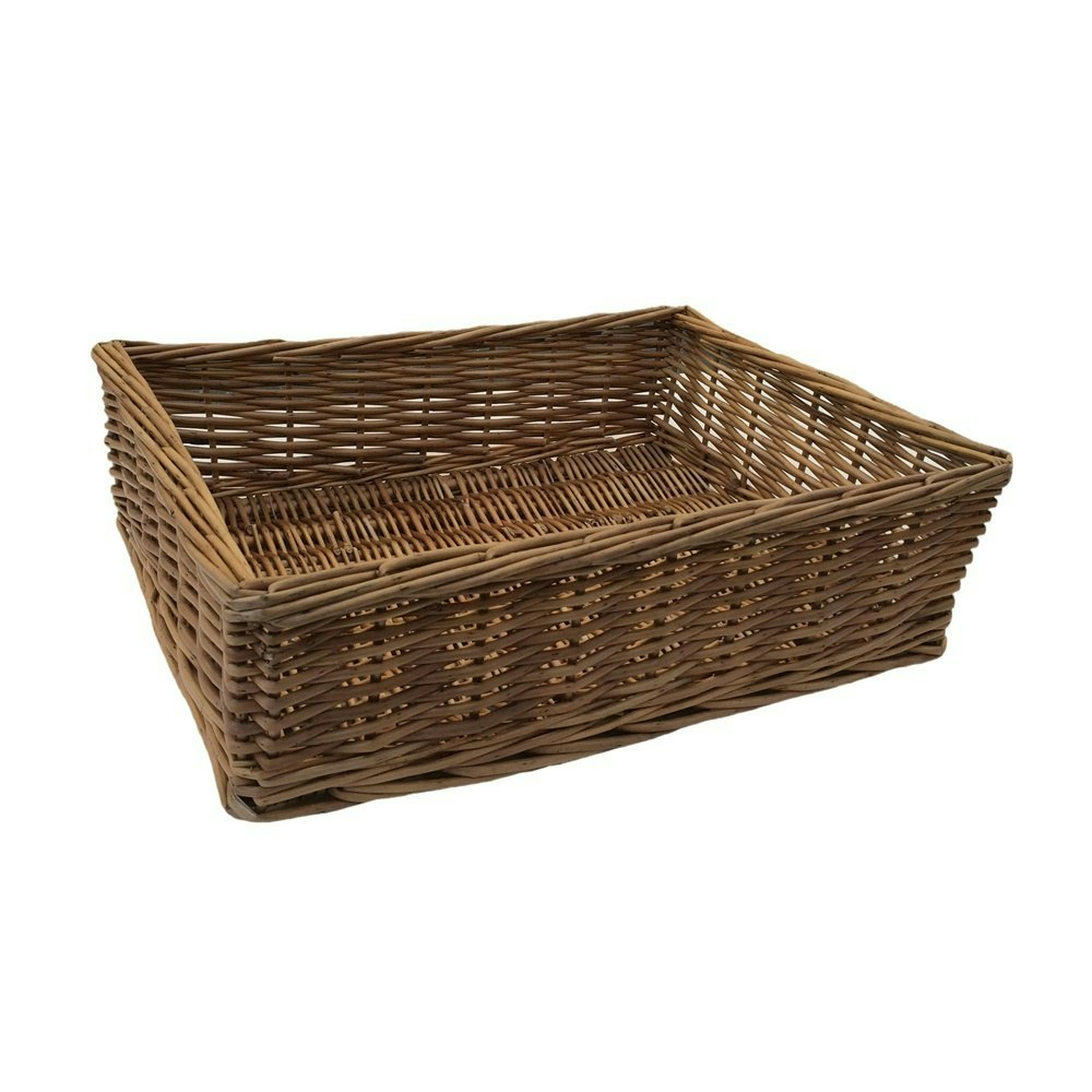 Rackhams Red Large Double Steamed Storage Wicker Tray - Large