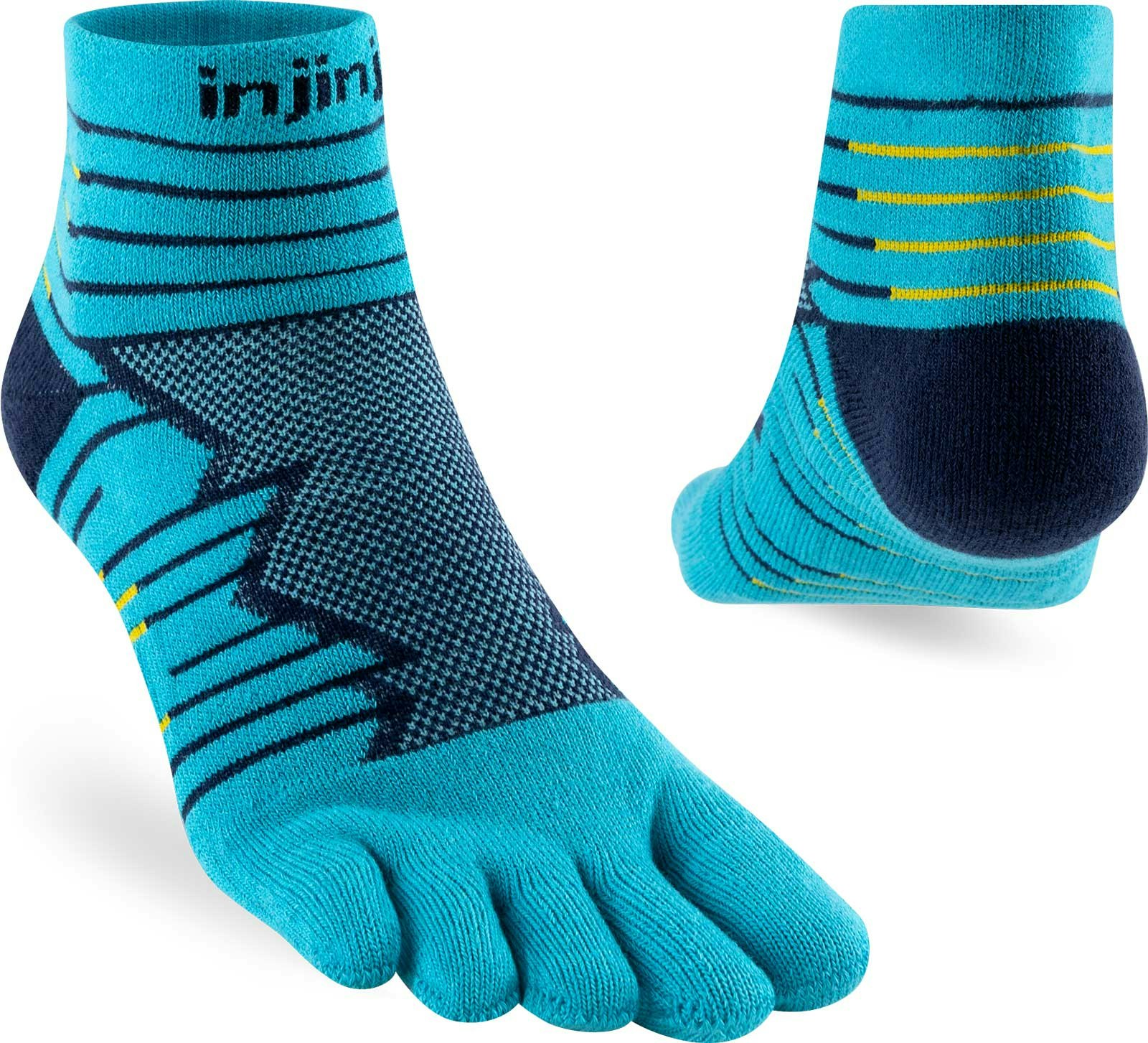 Injinji Men's Blue Mid-Weight Ultra-Run Mini-Crew Toe Socks (Inj-Ultra-Mc) - Pacific - Large