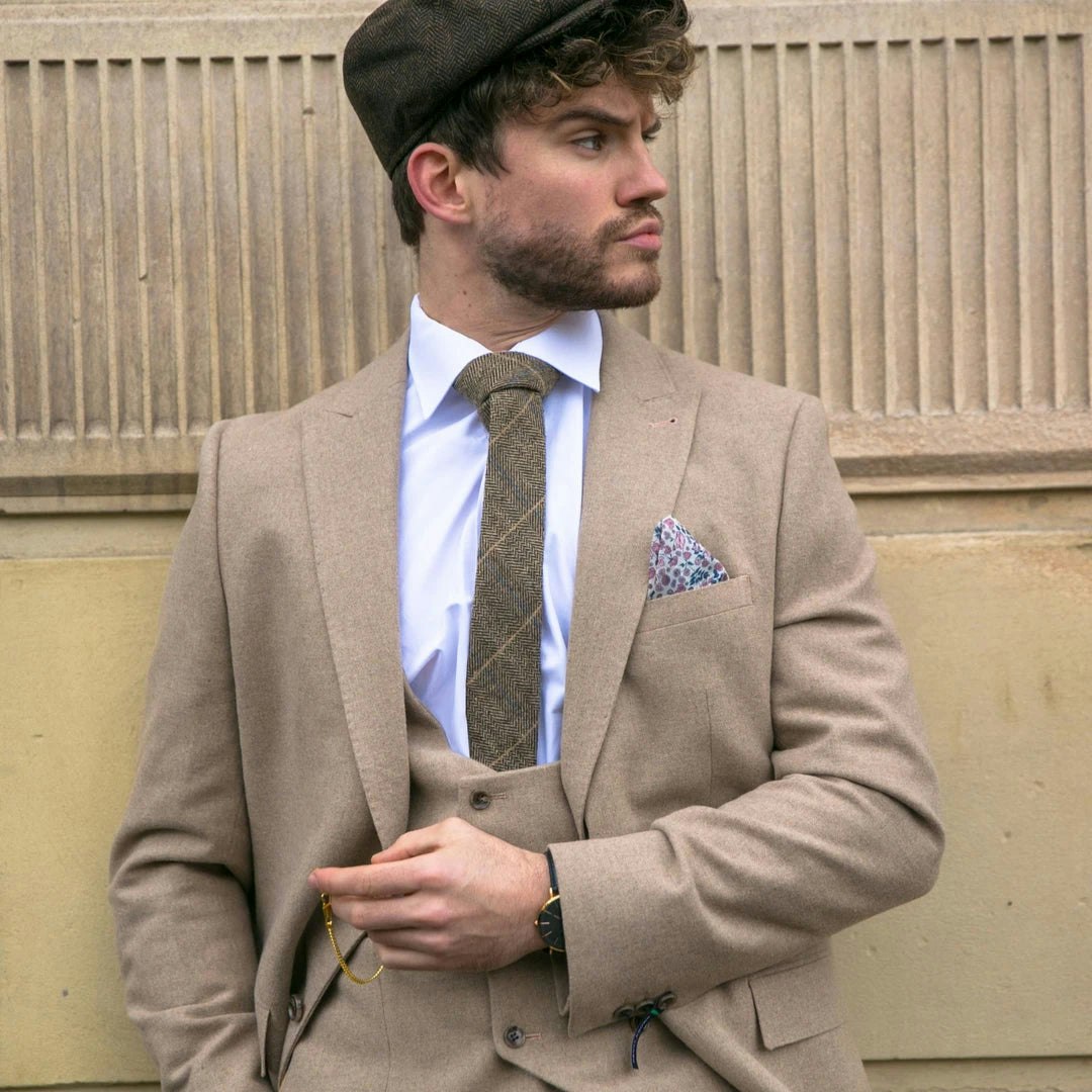 Truclothing Men's Brown ' 3 Piece Suit Tan Double Breasted - 40" Jacket 34" Trousers