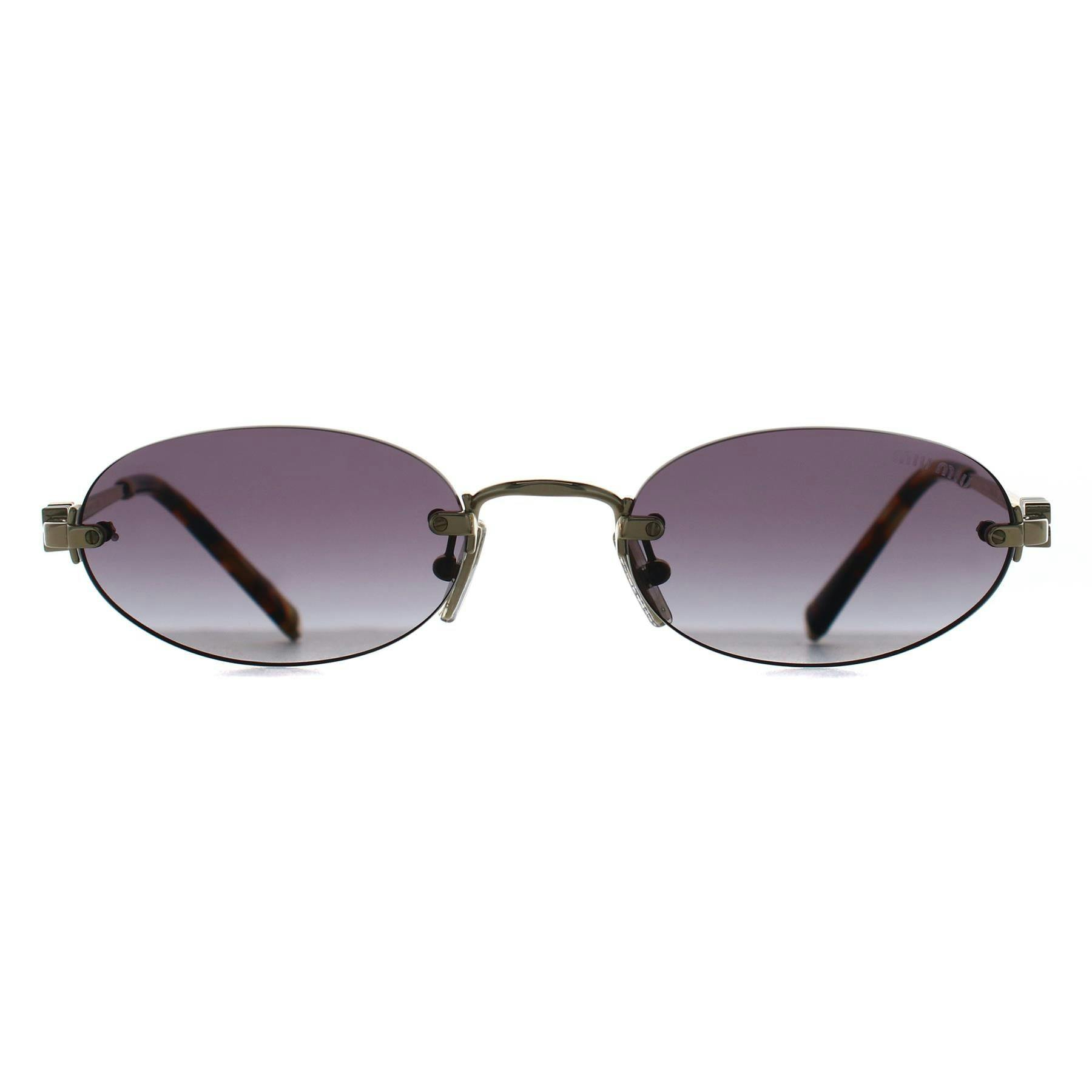 Miu Miu Gold/Grey Mu A54s Zvn5d1 Woman Sunglasses Metal Round Normal Shaded - Image 9