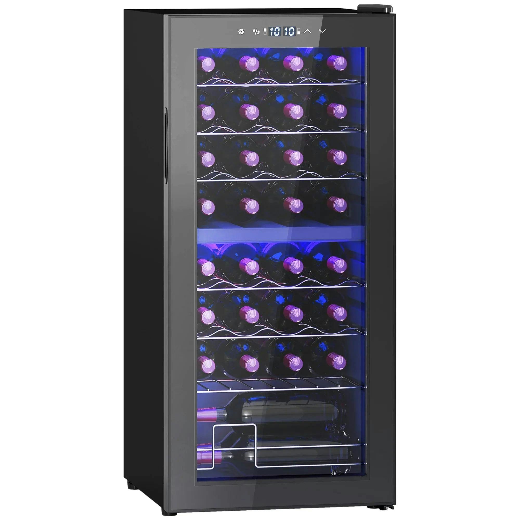 86L Dual Zone Wine Cooler Fridge 32 Bottle Adjustable Temperature Black - Image 6
