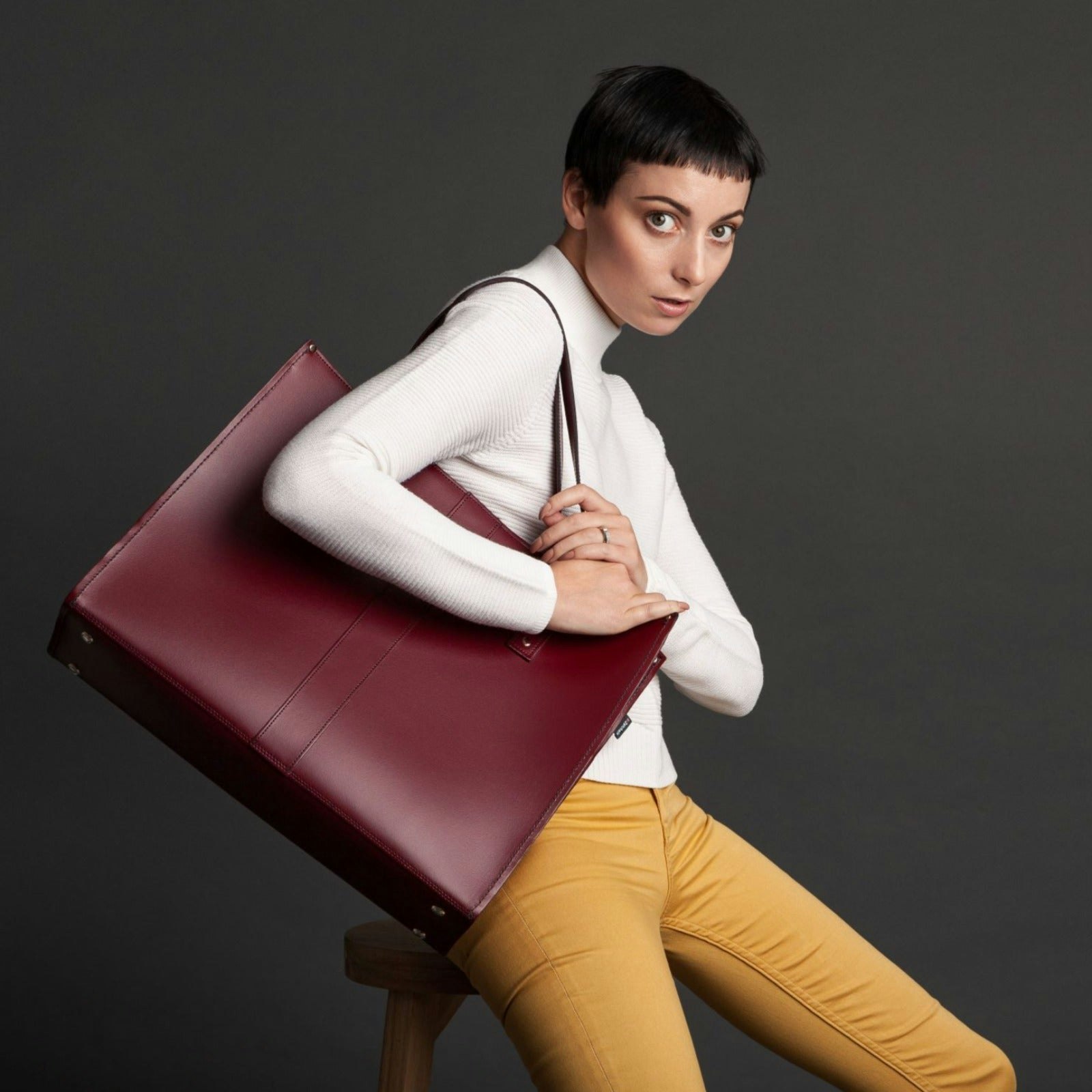 Zatchels Red Handmade Leather Shopper - Oxblood