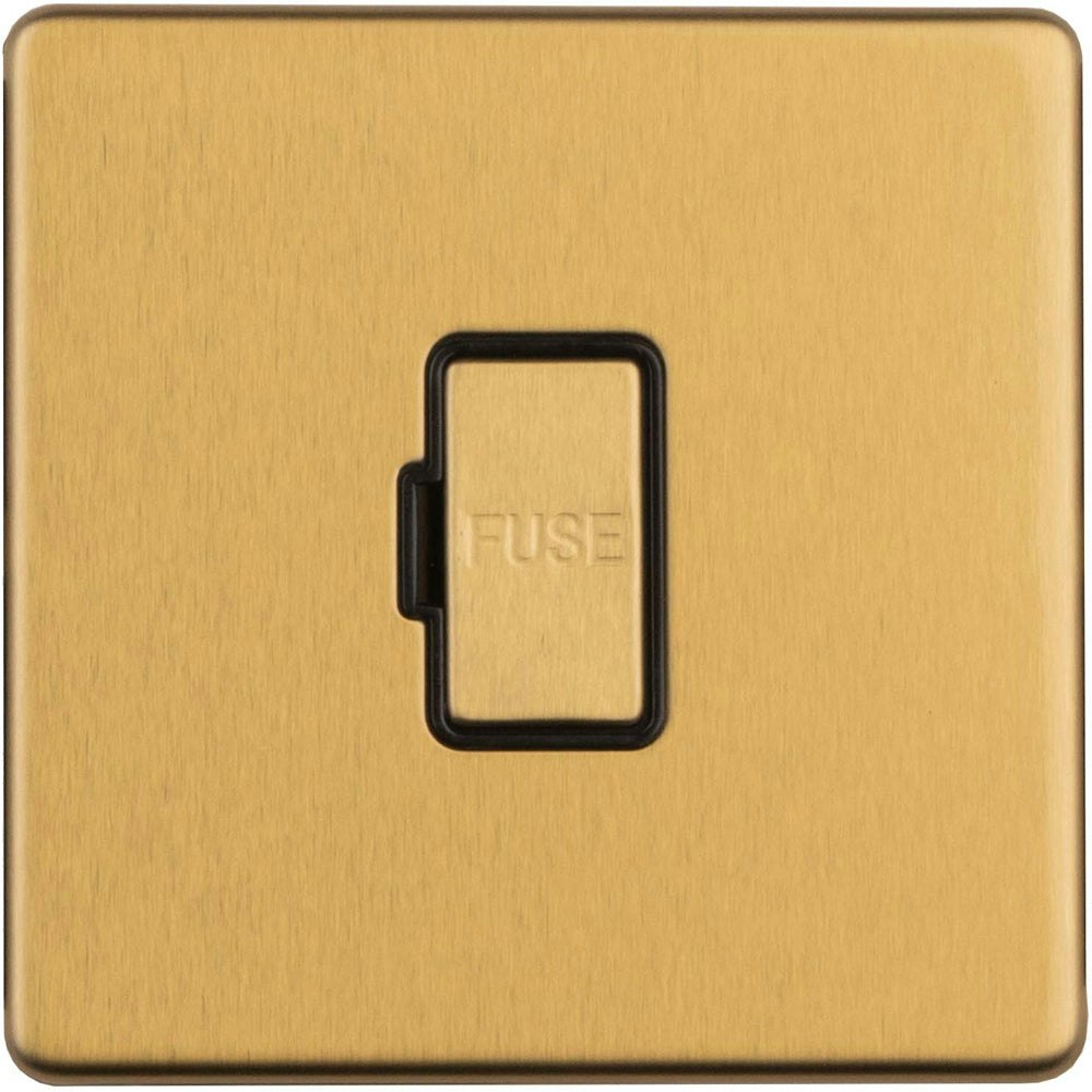 Rackhams Gang 13A Unswitched Fuse Spur Screwless Satin Brass Rocker Mains Isolation Size 1
