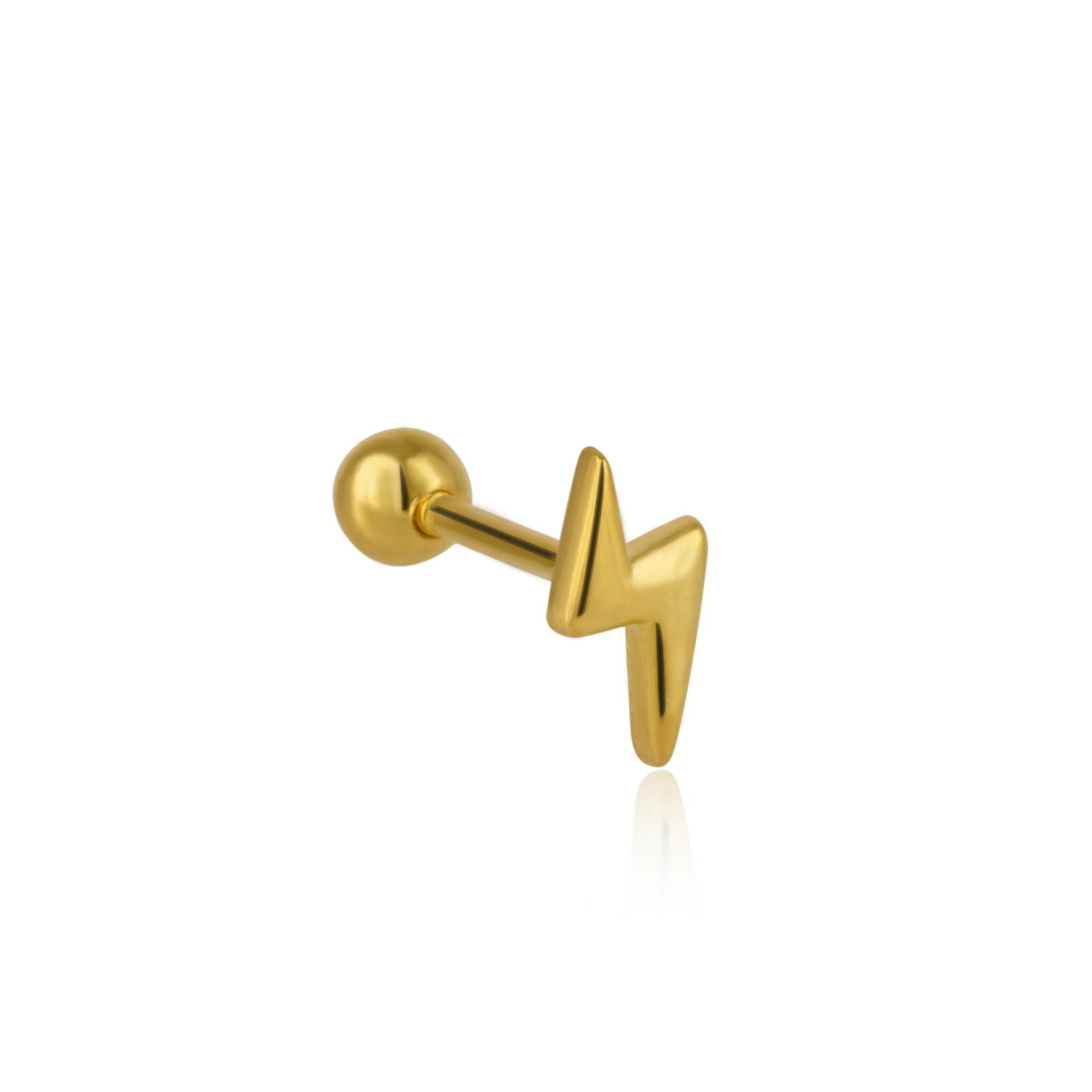 Spero London Silver/Gold Lightning Bolt Bead Back Earring Sterling