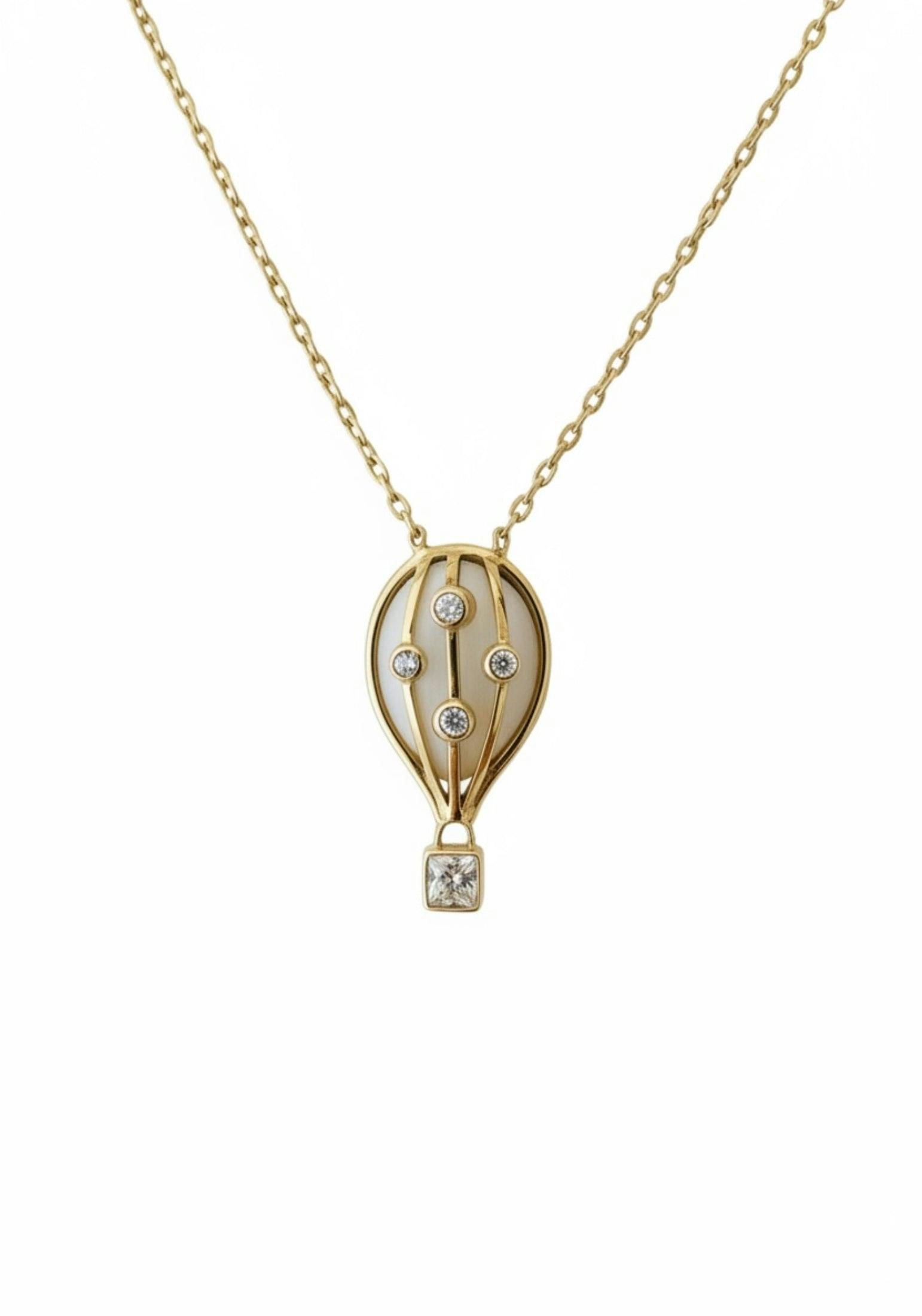 Latelita White/Gold Wandering Traveller Hot Air Balloon Necklace