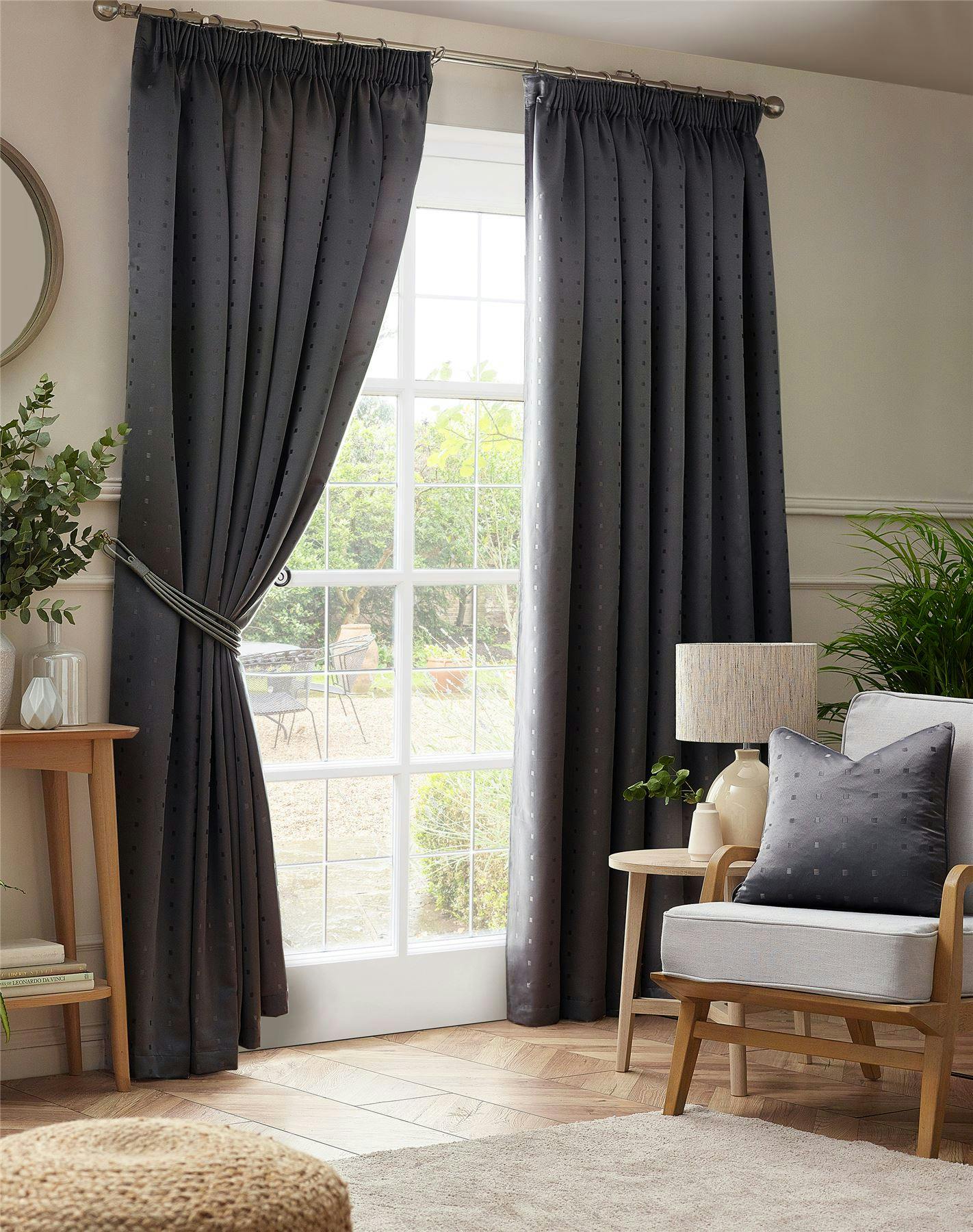 Rackhams Light Adi Lined Pencil Pleat Curtains - Charcoal - 168Cm Width X 137Cm Drop
