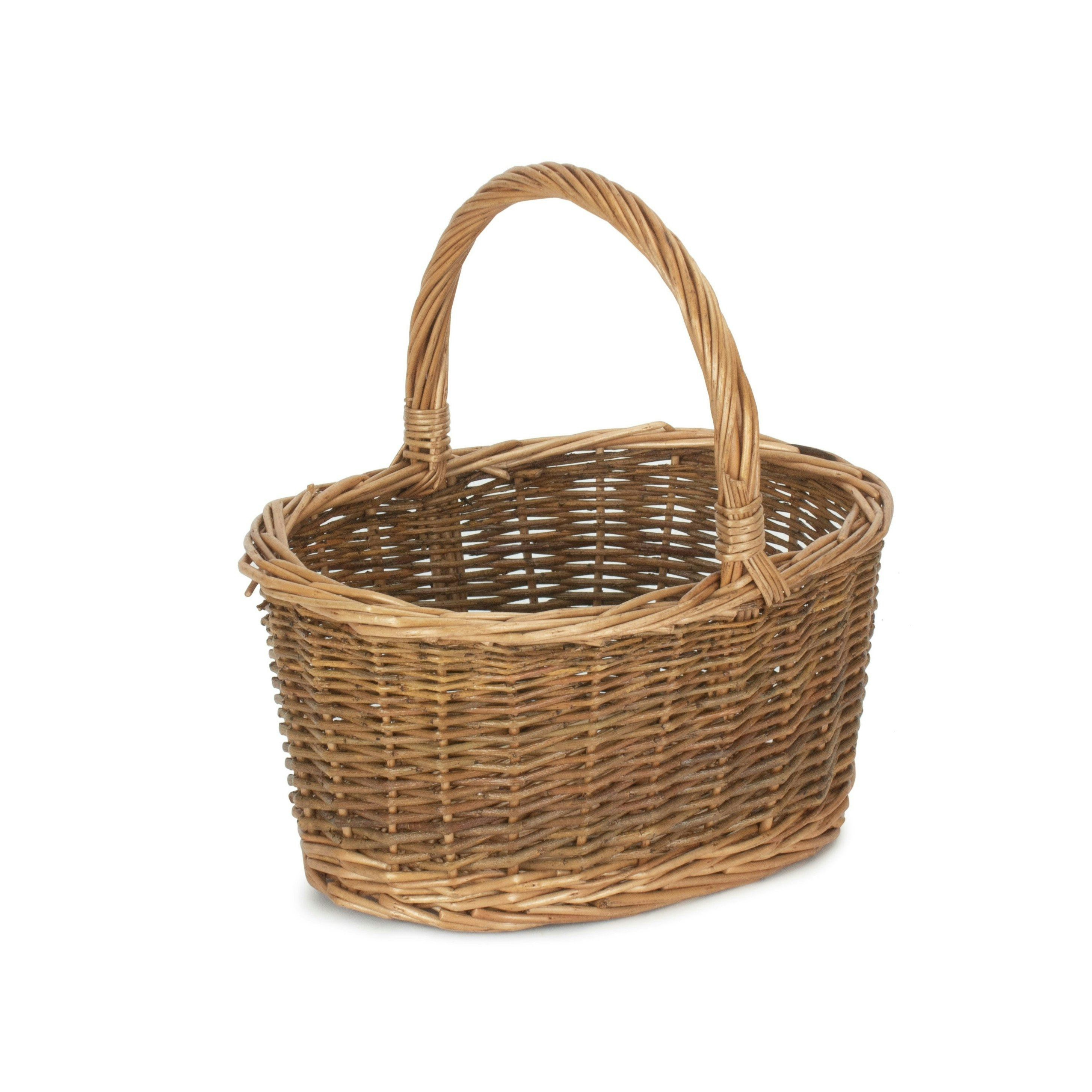 Red Hamper Unlined Country Oval Wicker Shopping Basket - Small