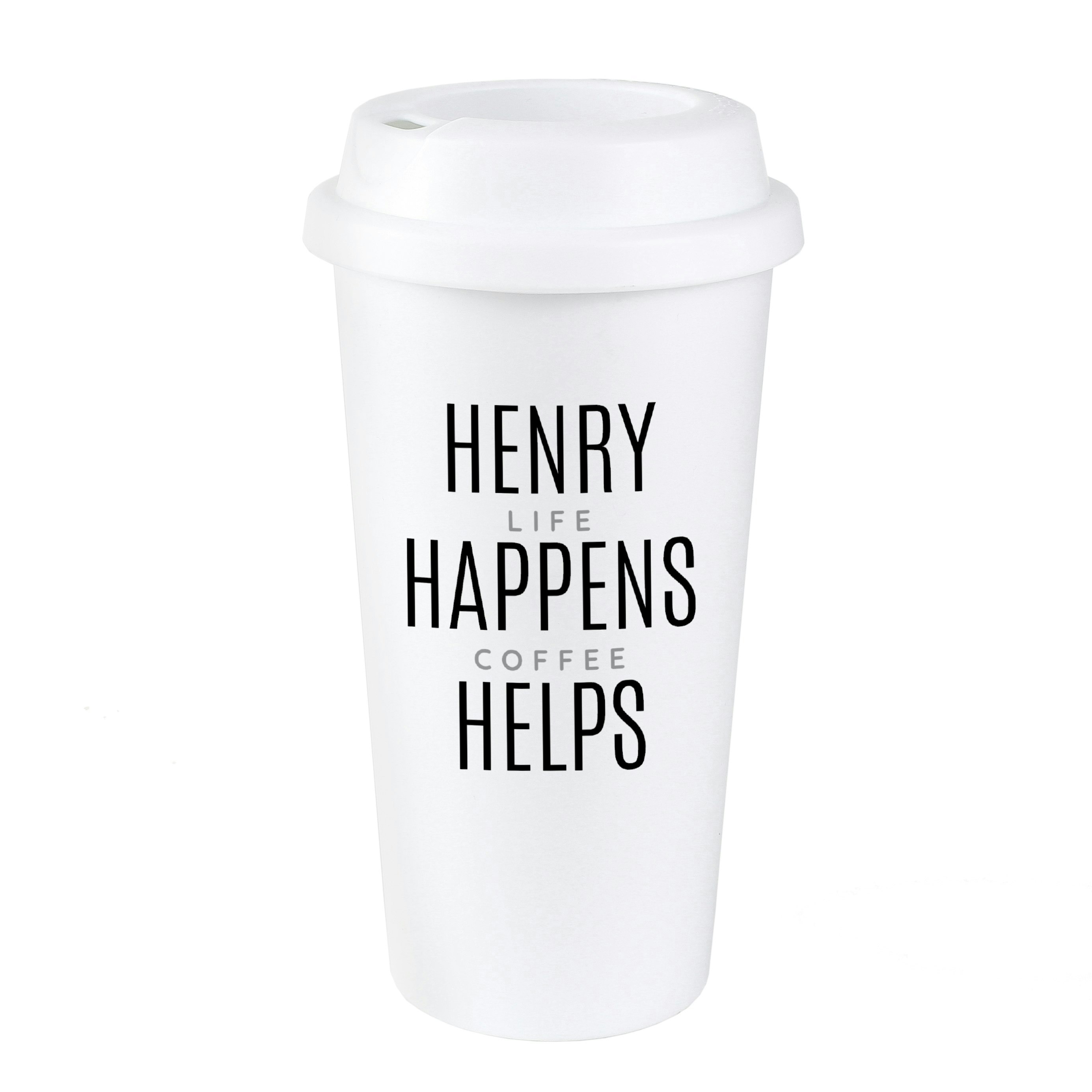 Personalised Memento Company Black Personalised Text Slogan Insulated Reusable Eco Travel Cup