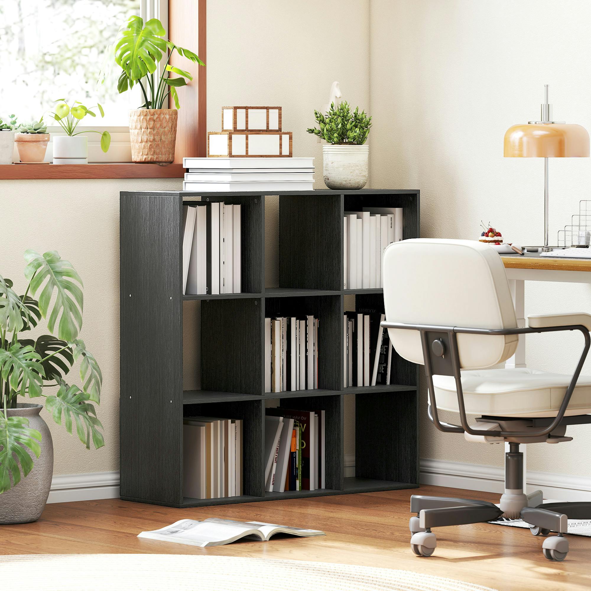 Homcom Black 9 Cube Storage Unit Cabinet Bookcase Display Shelves,