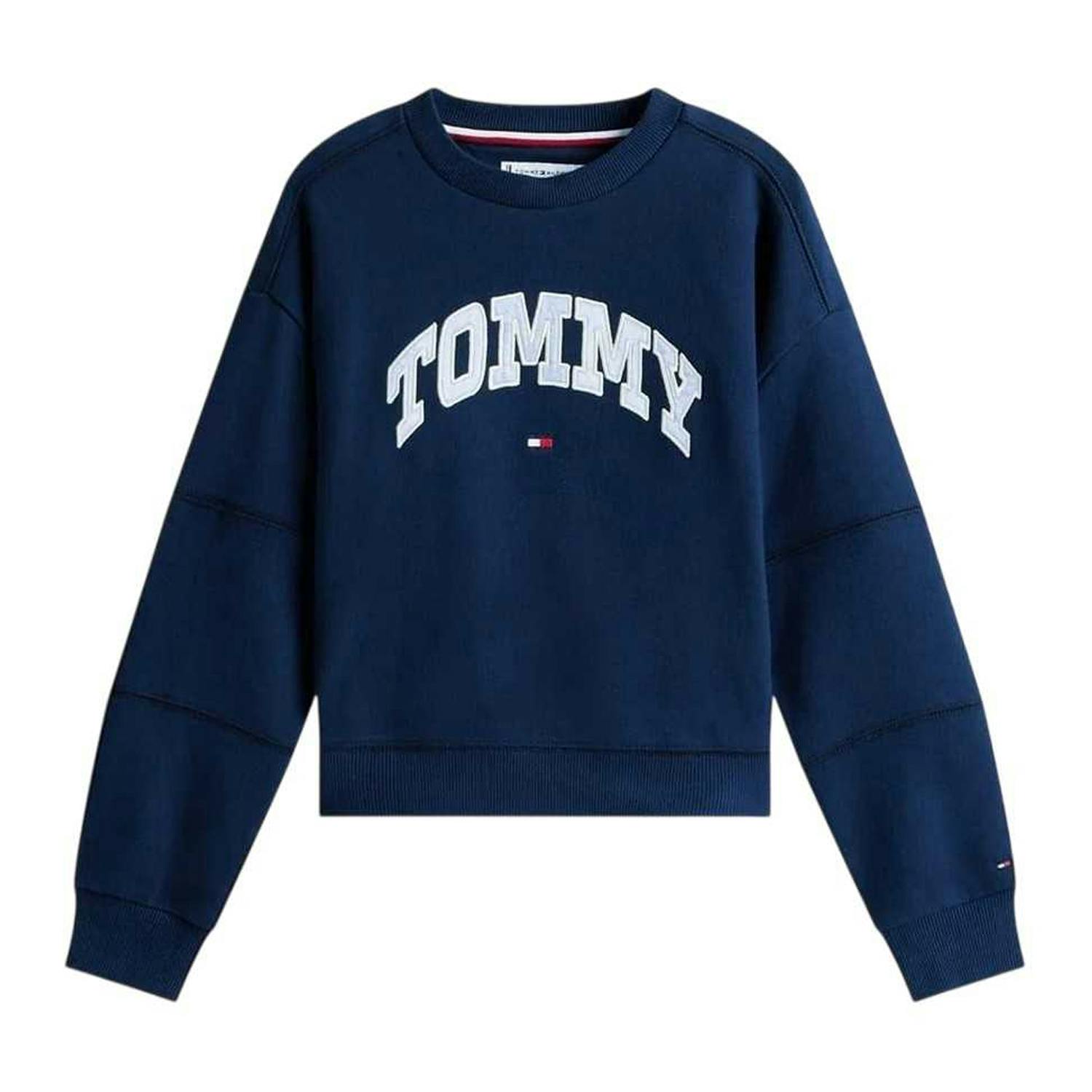 Tommy Hilfiger Kids Varsity Cotton Blend Crew Neck Sweatshirt - Night Navy - 12 Years - Night Navy - 100% Mixed