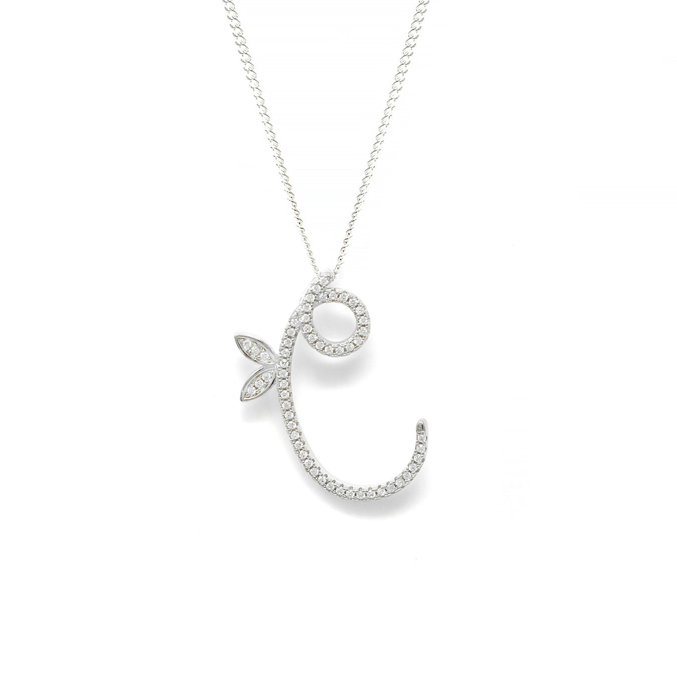 Say It With Silver 1 Inch Winged Full Cz Stones Initial Necklace - Sterling - C