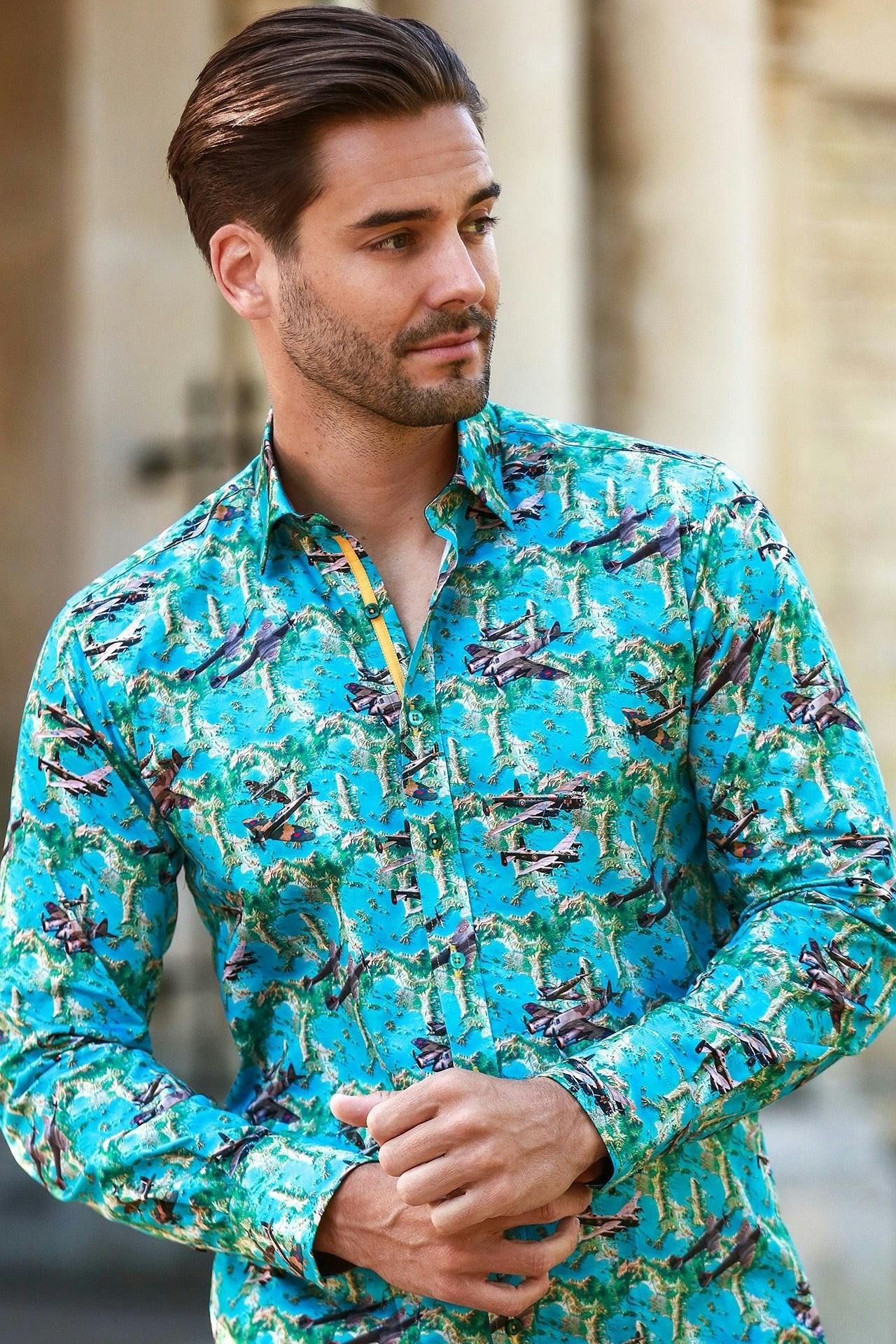 Claudio Lugli Men's Sky Lancaster Bomber Print Shirt - Image 2