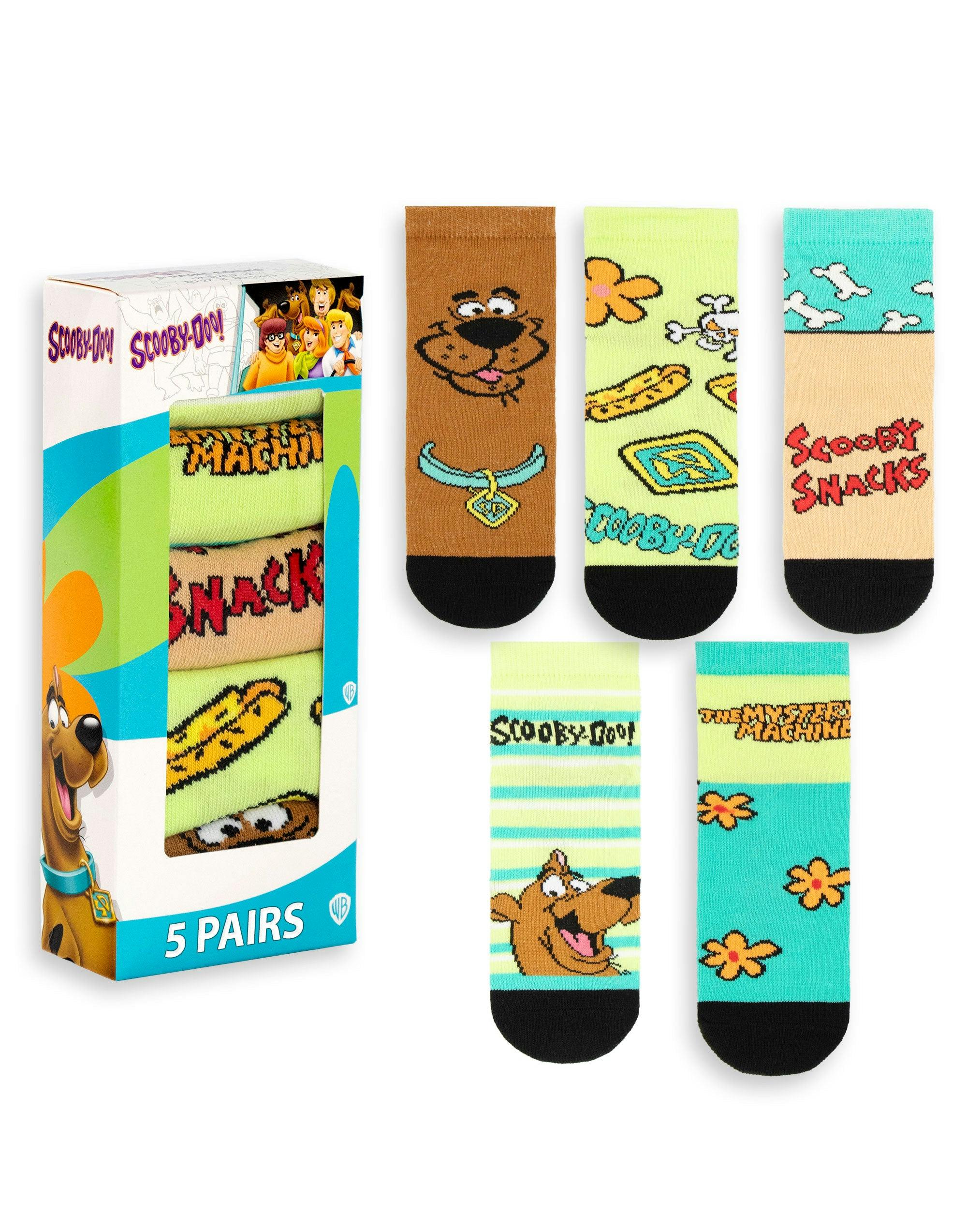 Vanilla Underground Unisex Scooby Doo Kids Multicoloured Character Calf Socks Set Of 5 - 12.5-3.5 Uk Child